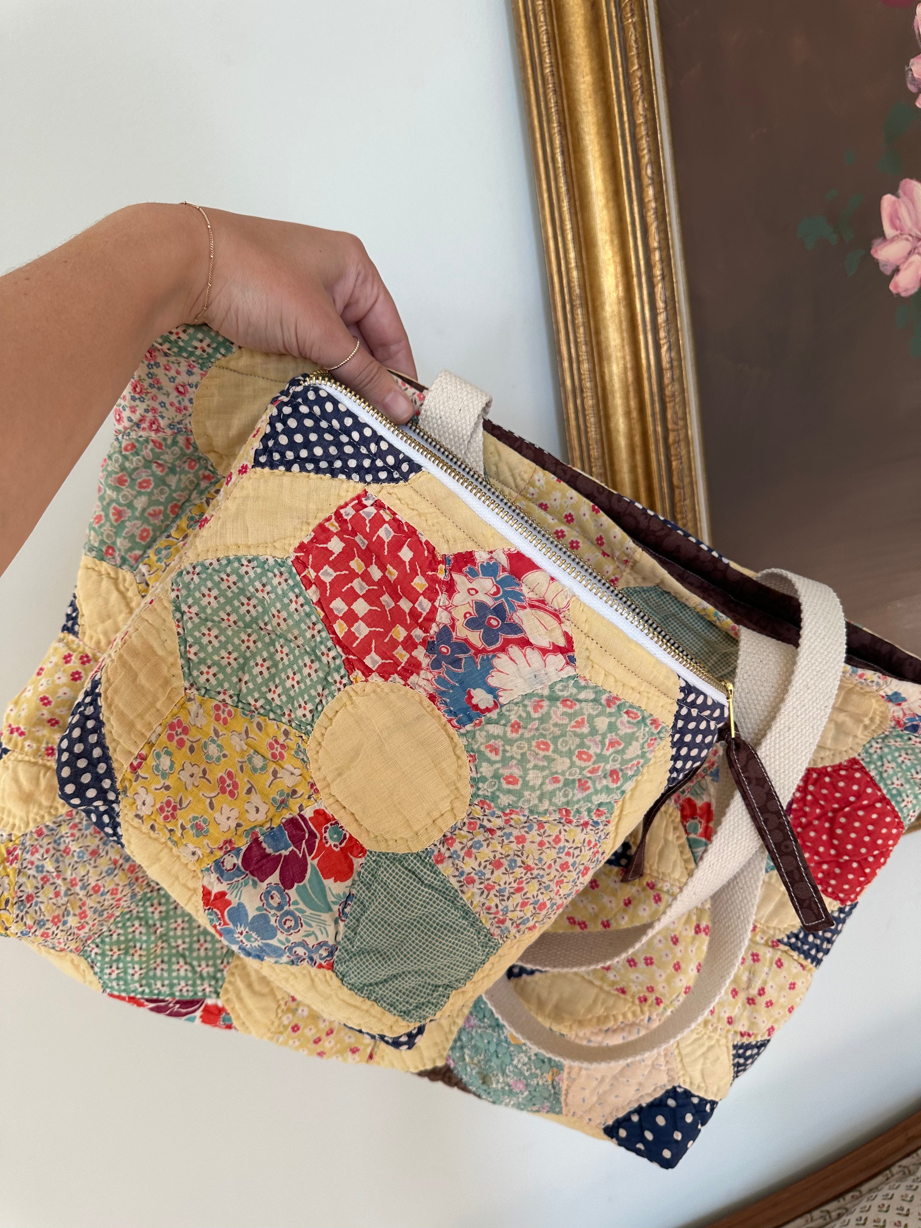 Yellow Pinwheel Bag & Pouch Set