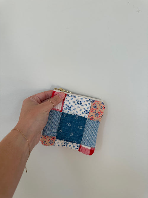 Blue & Red Nine Square Mini Pouch