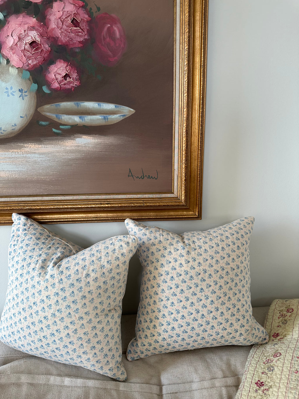 Floral Quilt Throw Pillow (01)