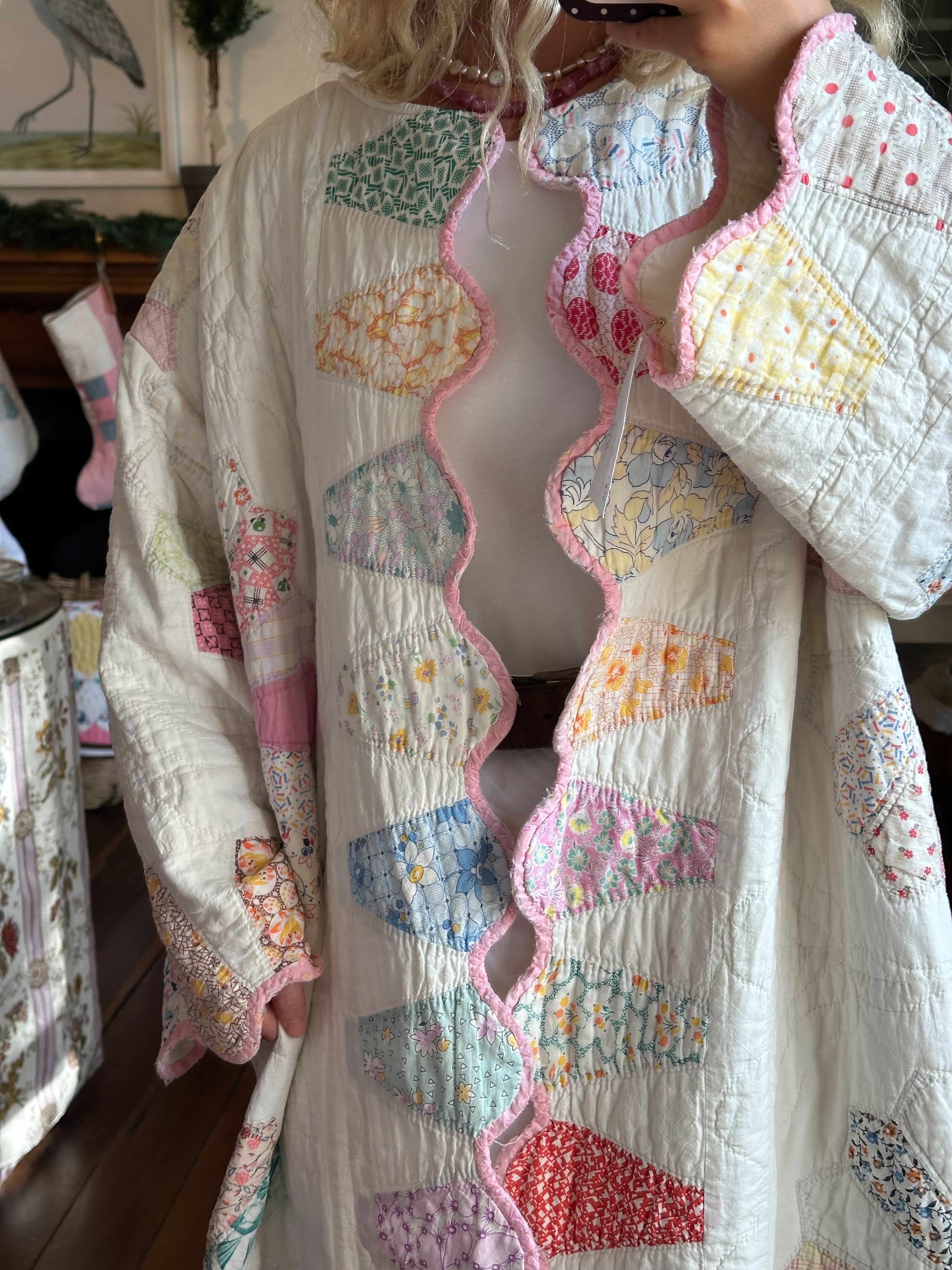 Pink Dresden Plate Quilt Jacket