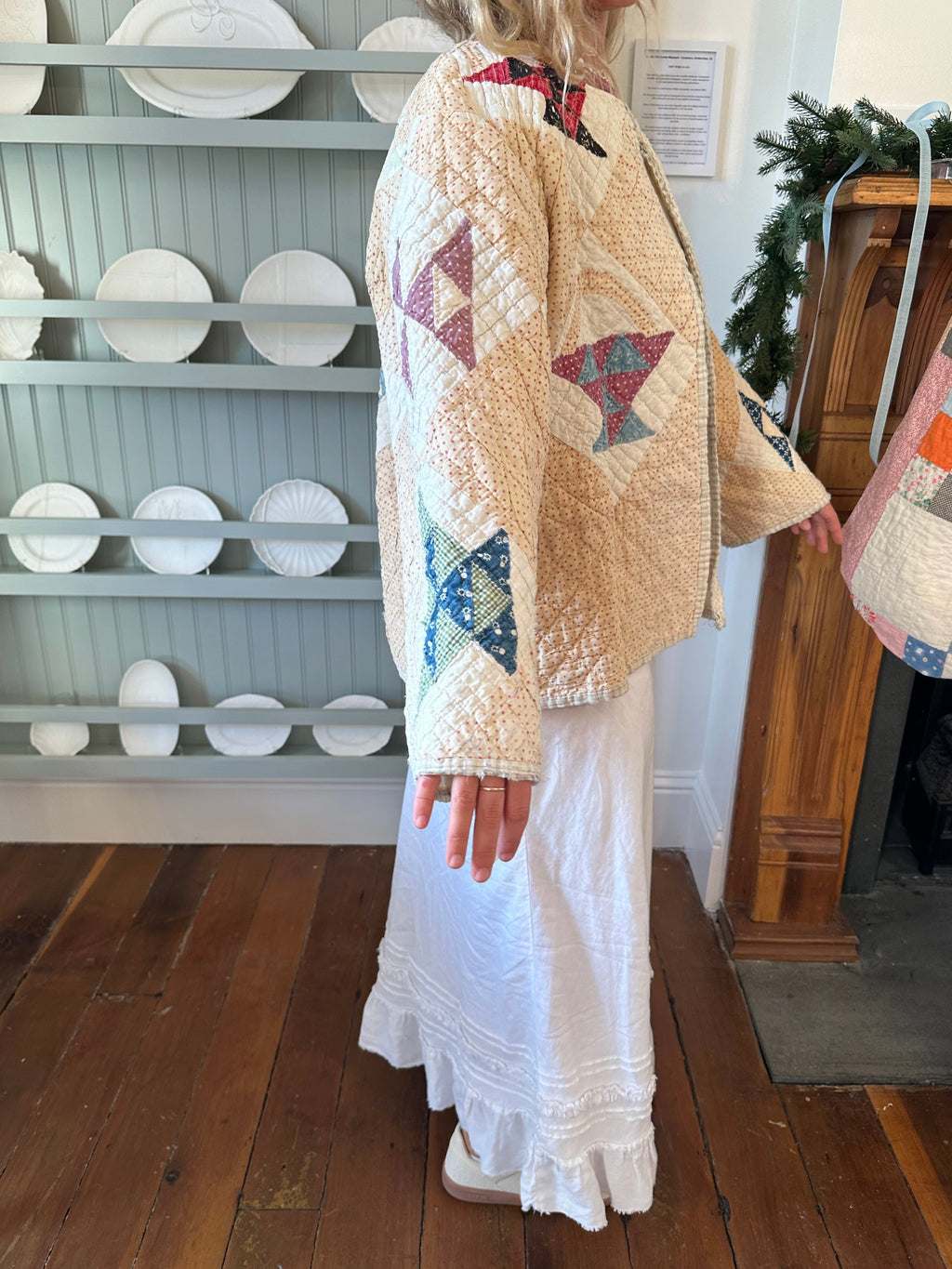 Dainty Red Polka Dot Basket Quilt Jacket