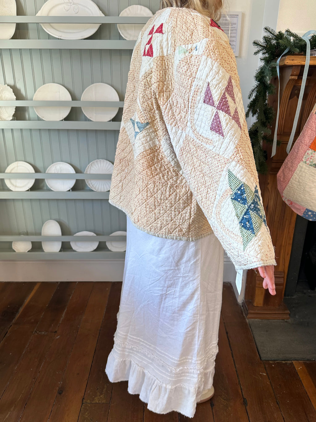 Dainty Red Polka Dot Basket Quilt Jacket