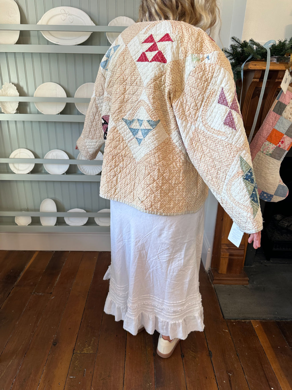 Dainty Red Polka Dot Basket Quilt Jacket
