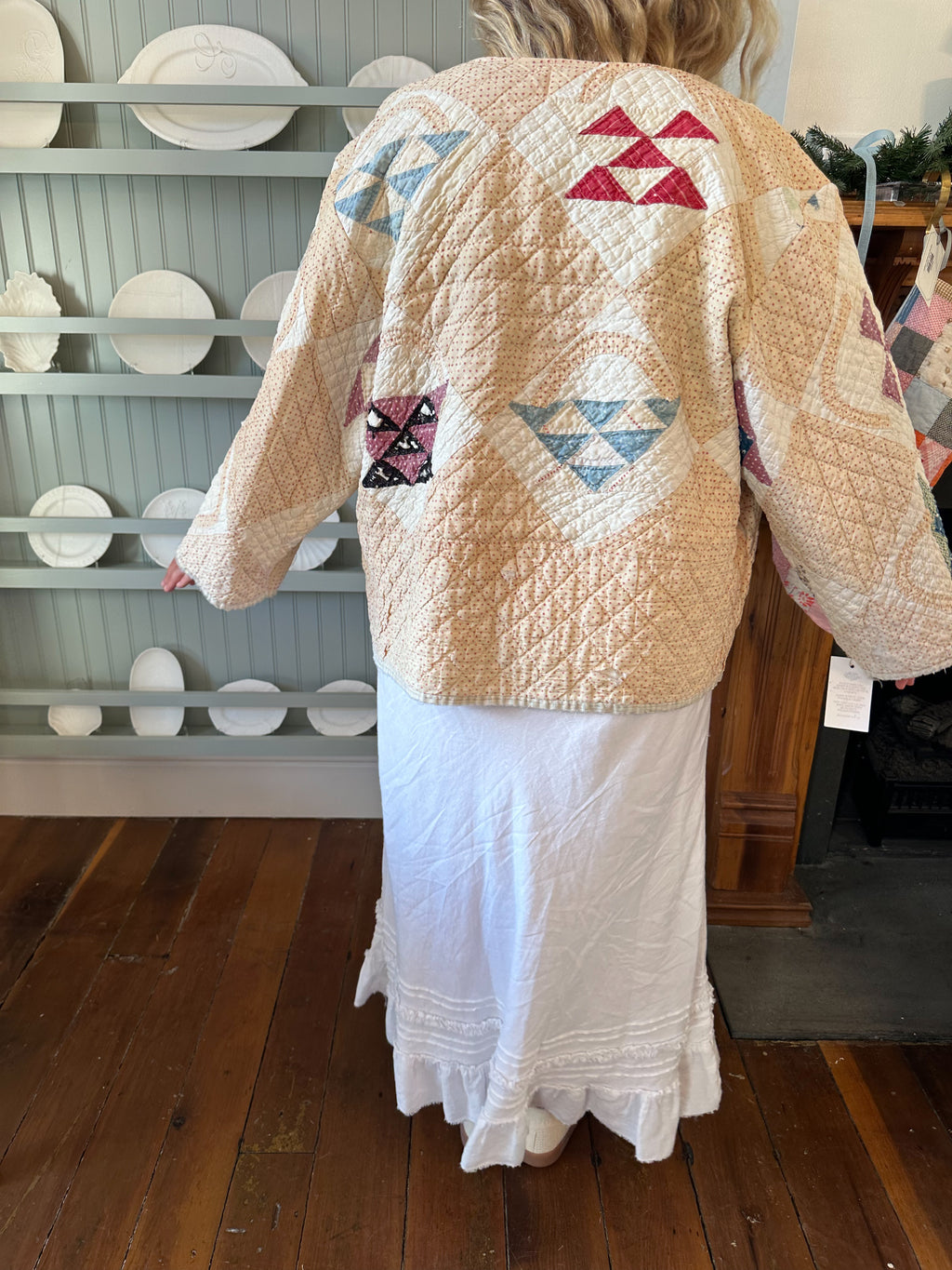 Dainty Red Polka Dot Basket Quilt Jacket