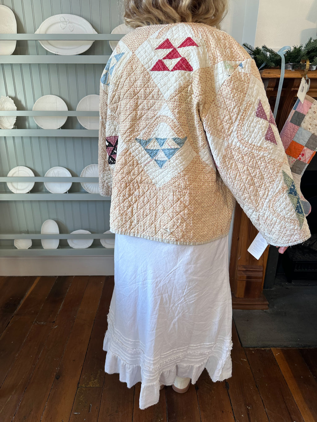 Dainty Red Polka Dot Basket Quilt Jacket