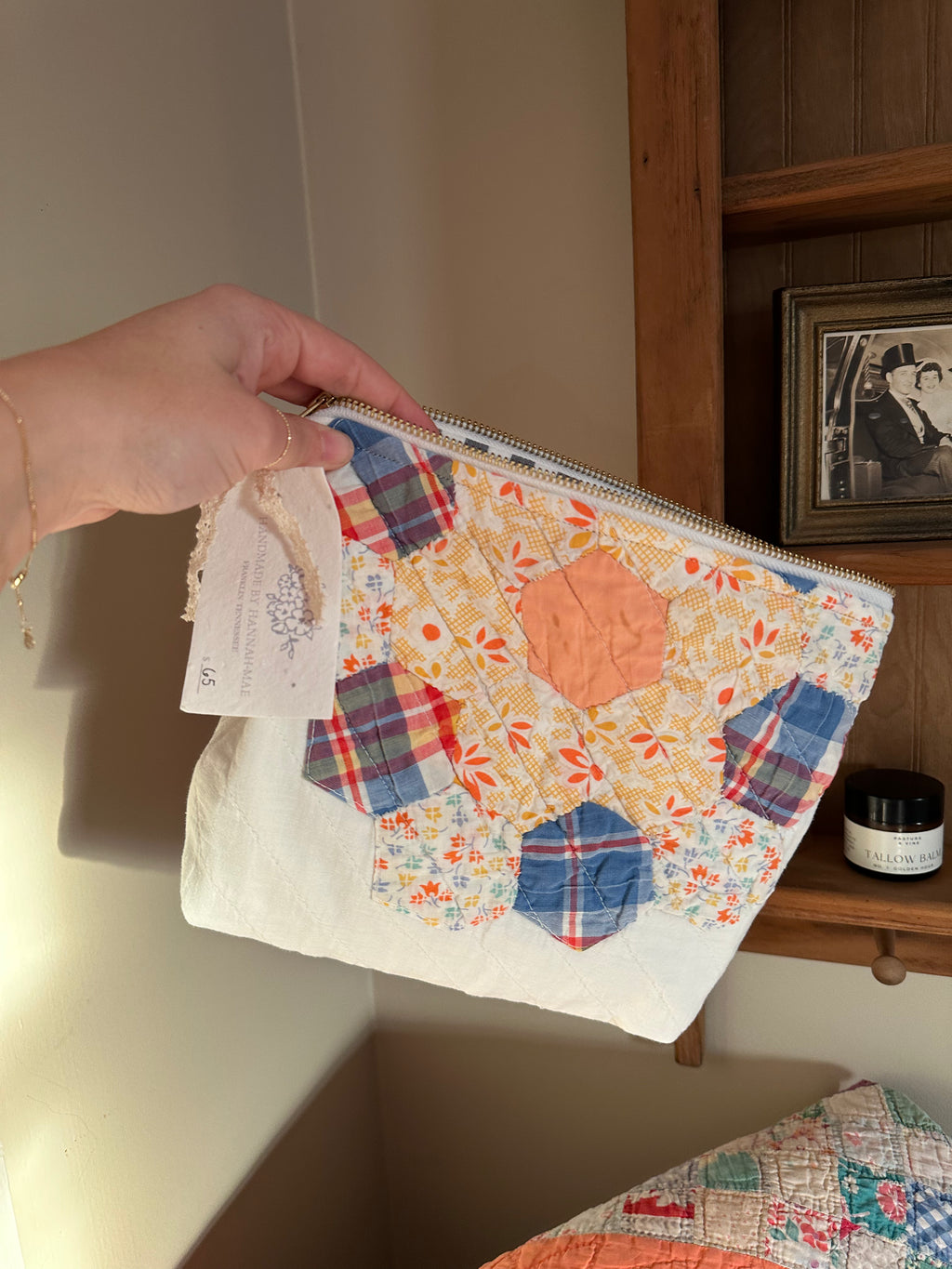 Hexie Flower Quilt Pouch