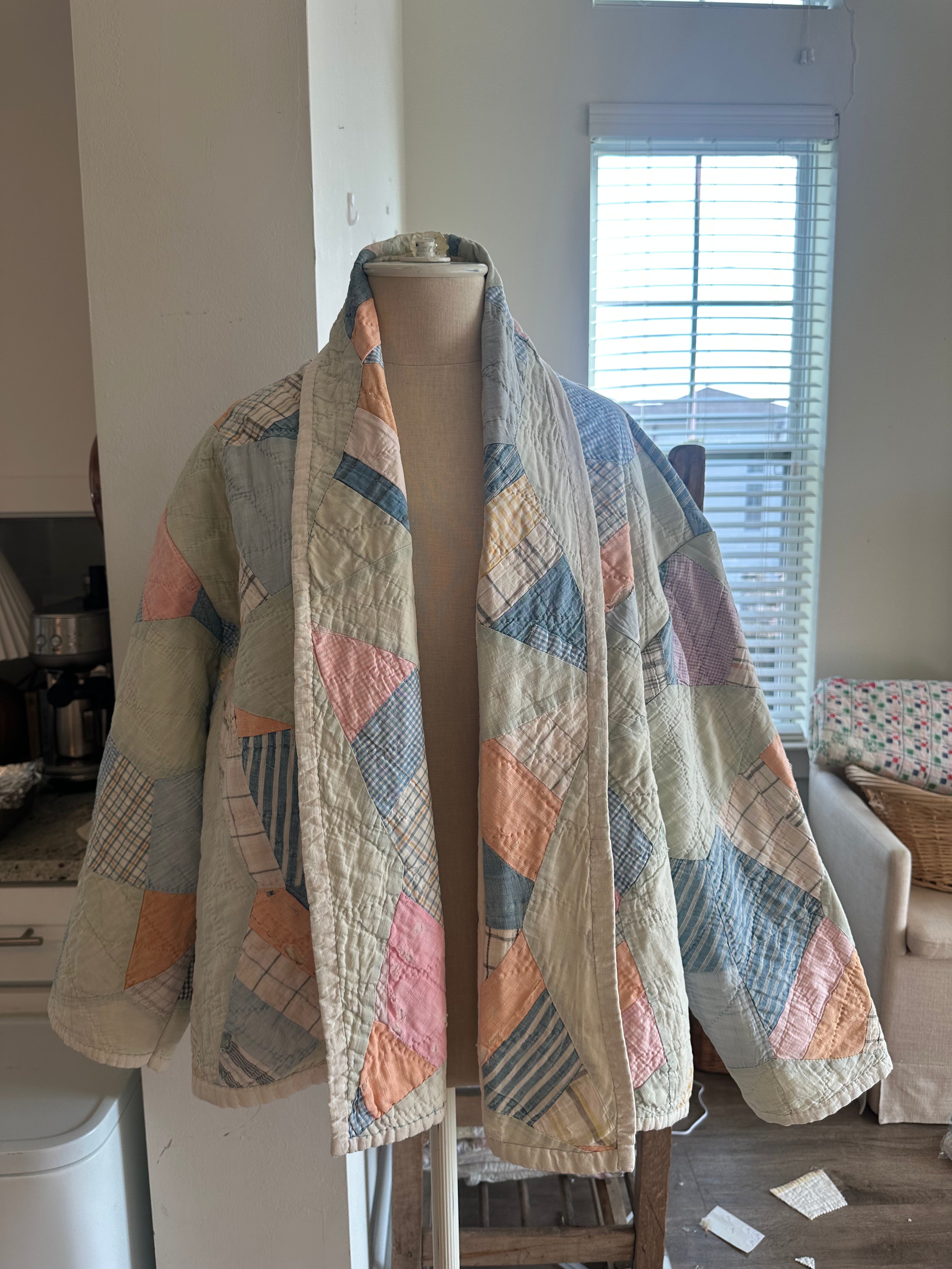 Teal Feedsack Quilt Jacket