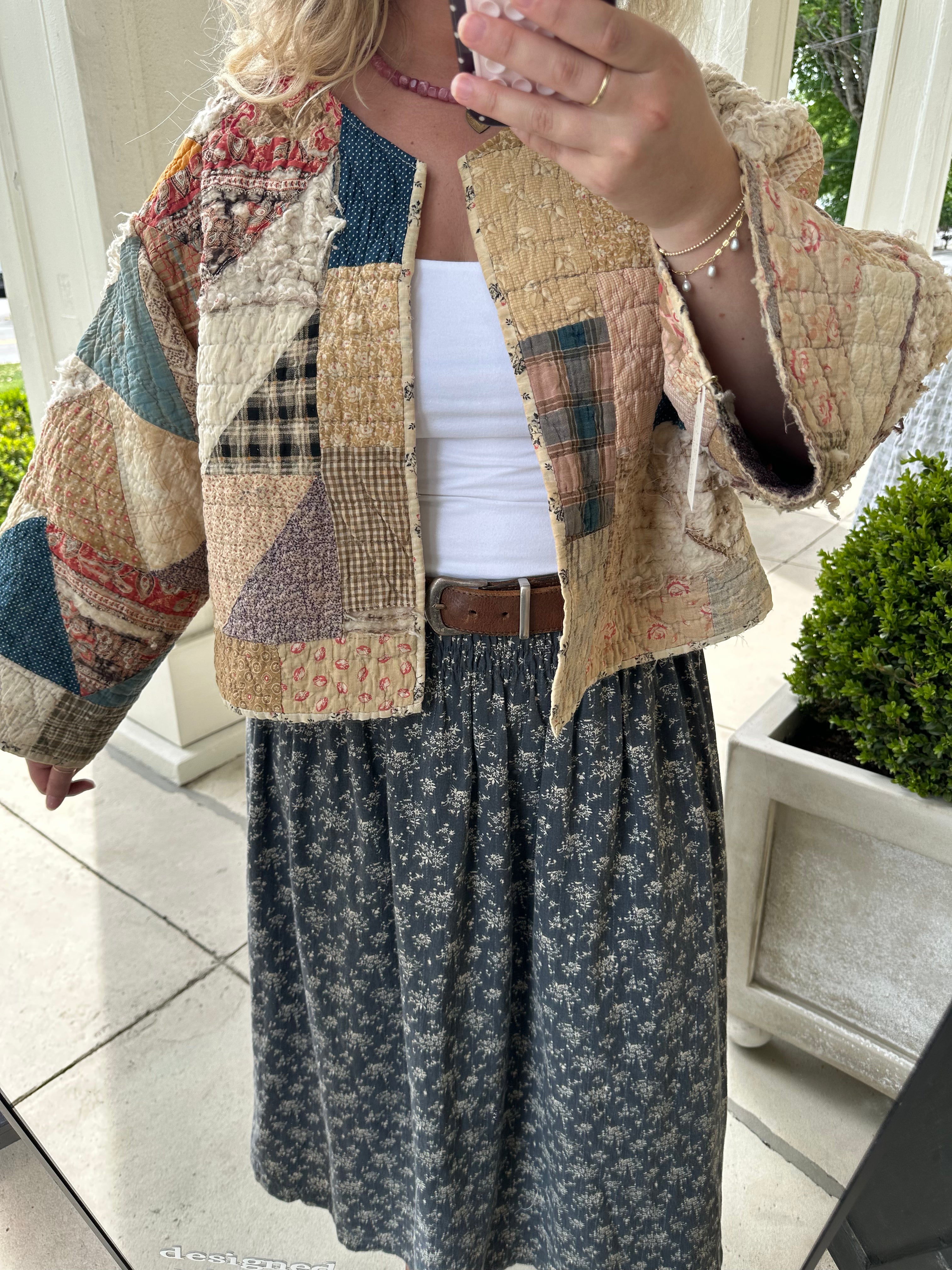 Brown Floral Patchwork Quilt Jacket
