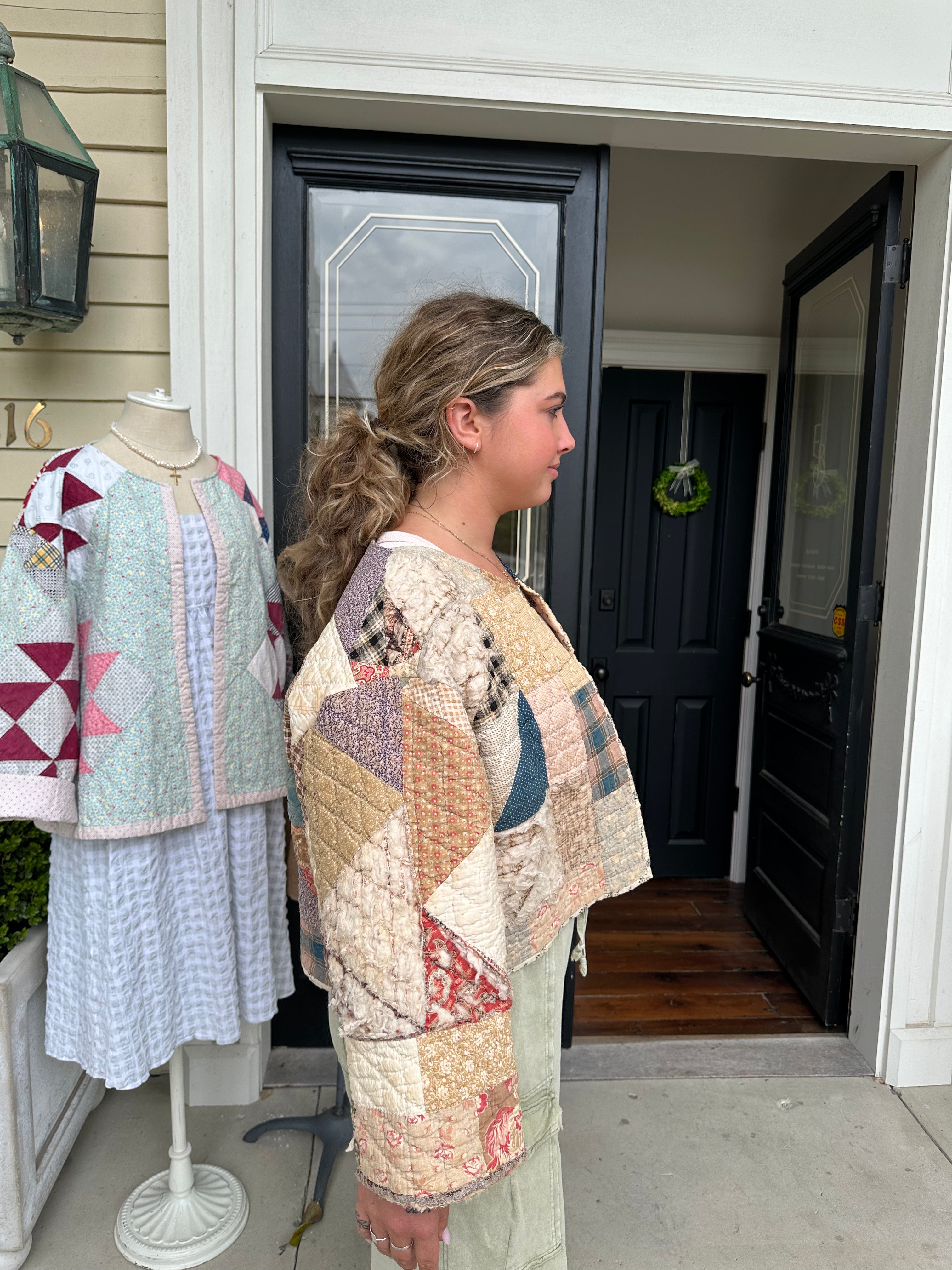Brown Floral Patchwork Quilt Jacket