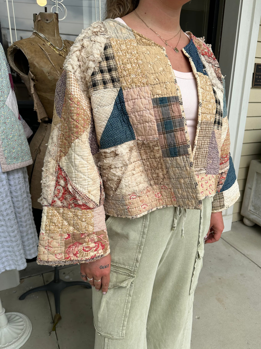 Brown Floral Patchwork Quilt Jacket