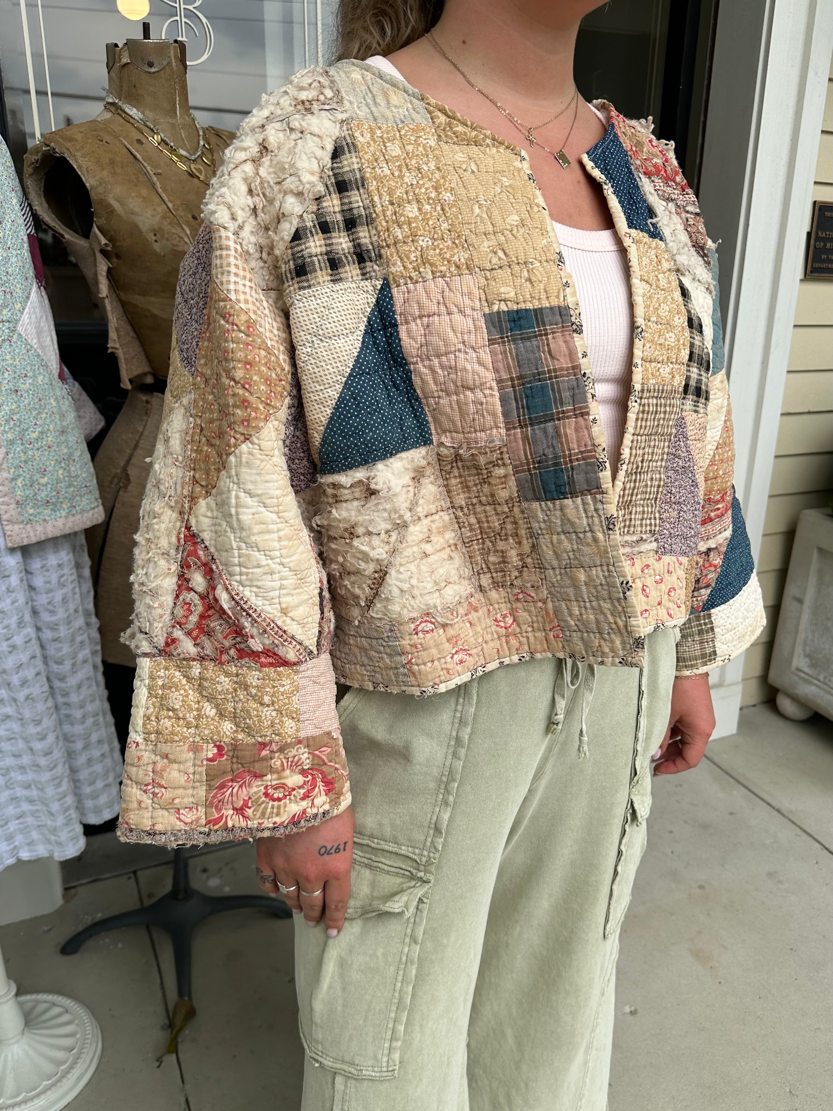Brown Floral Patchwork Quilt Jacket