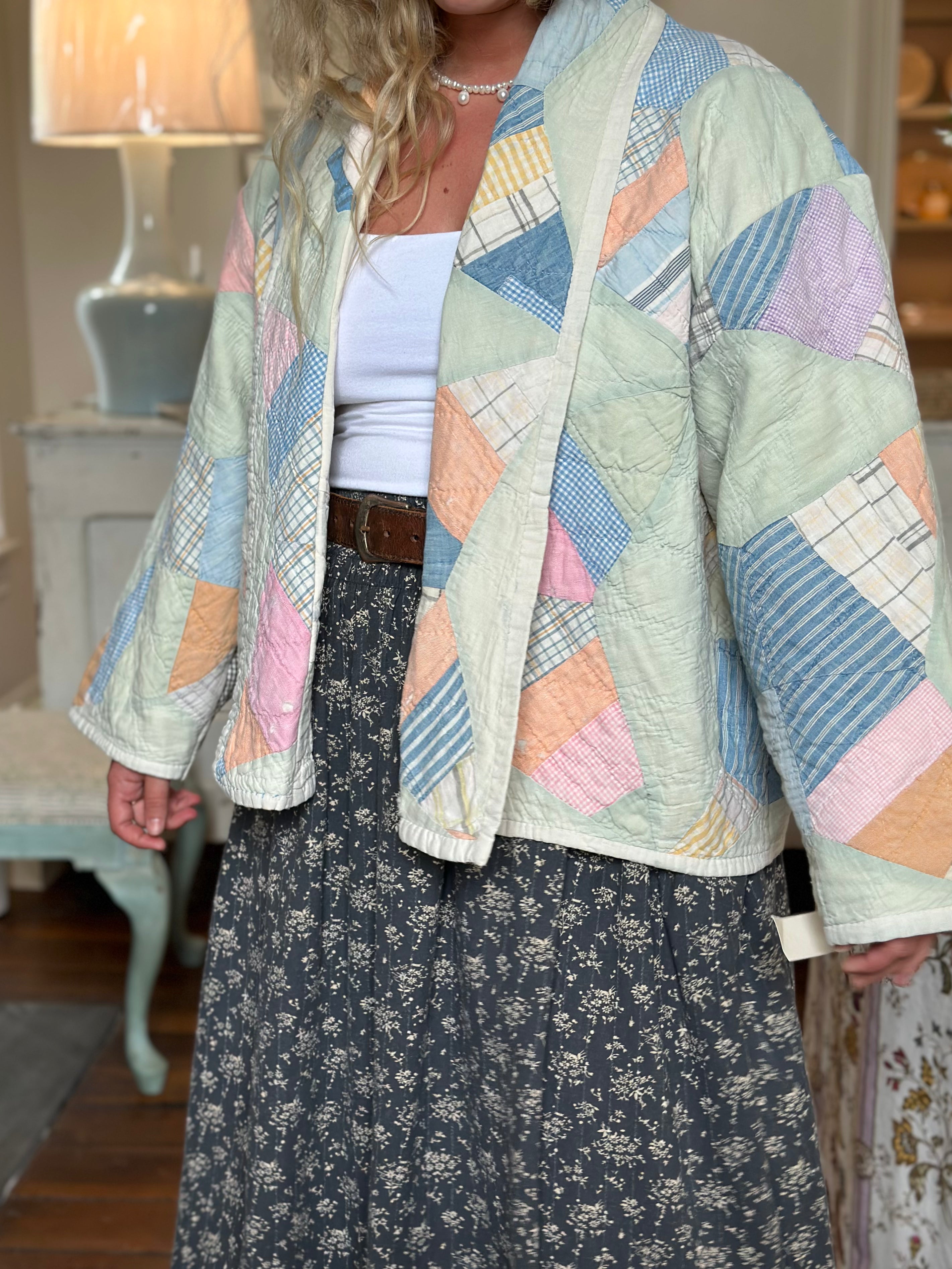 Teal Feedsack Quilt Jacket