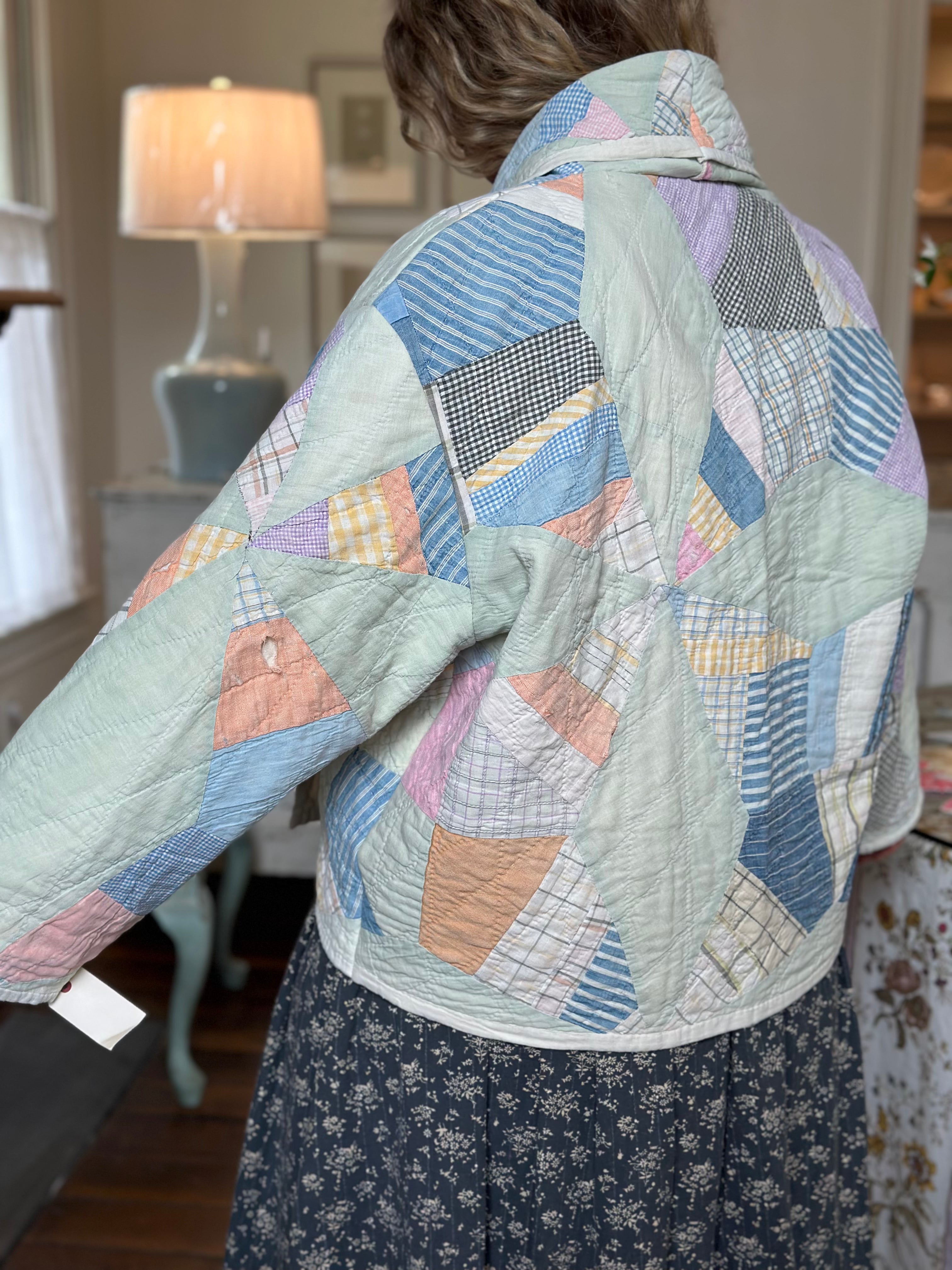 Teal Feedsack Quilt Jacket
