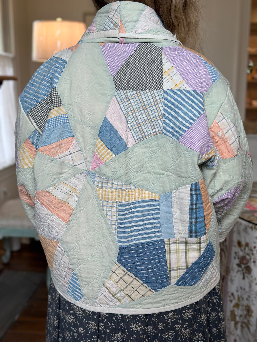 Teal Feedsack Quilt Jacket