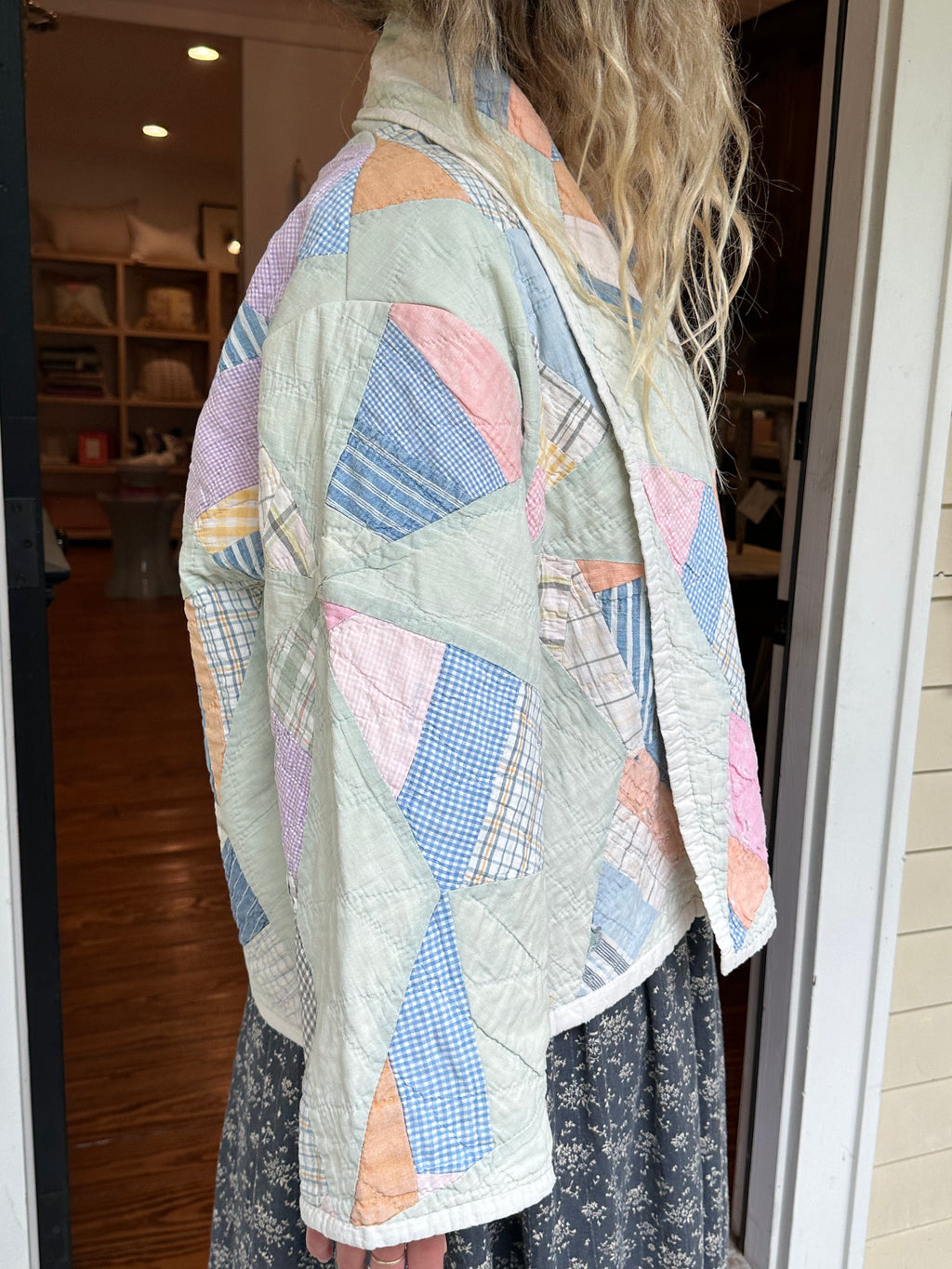 Teal Feedsack Quilt Jacket