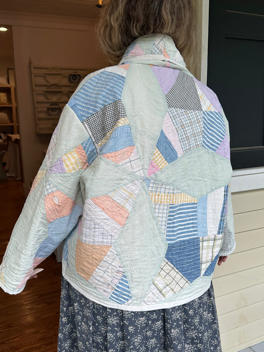Teal Feedsack Quilt Jacket