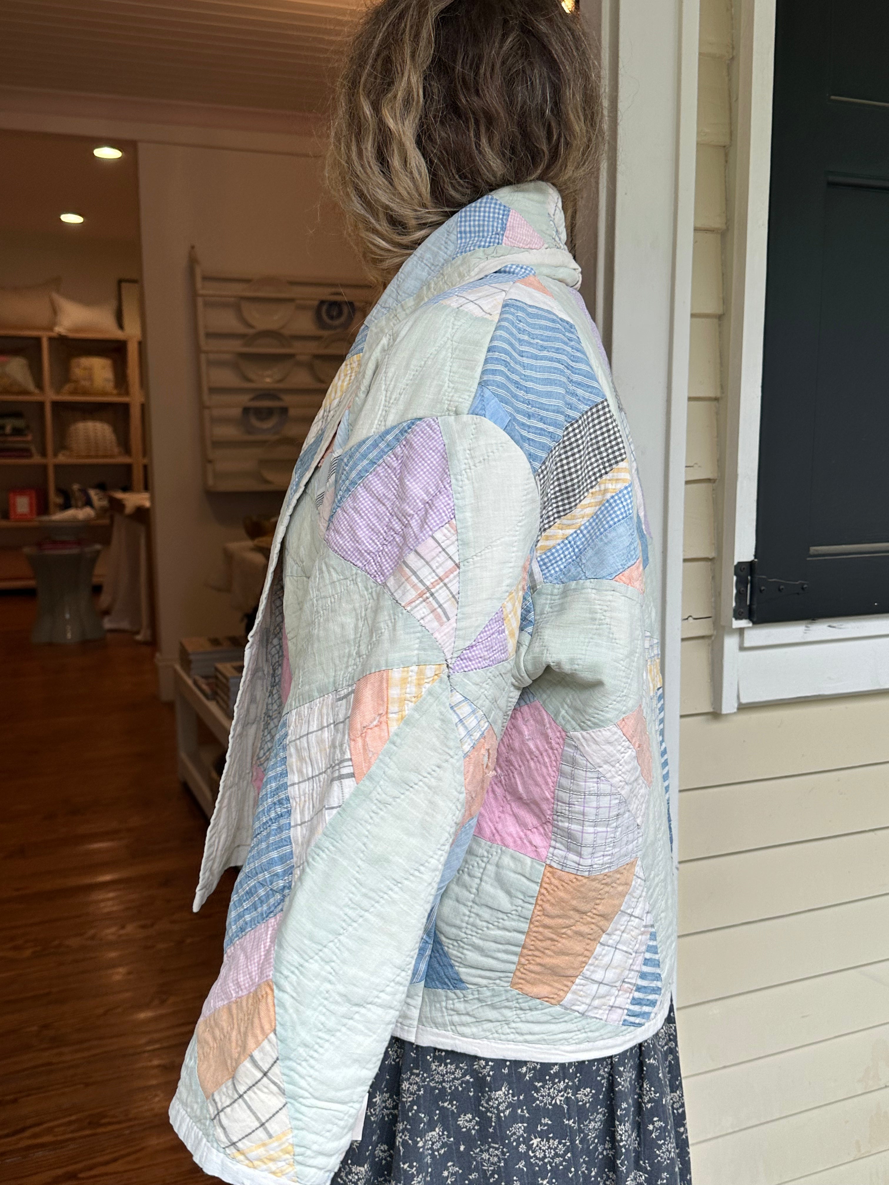 Teal Feedsack Quilt Jacket