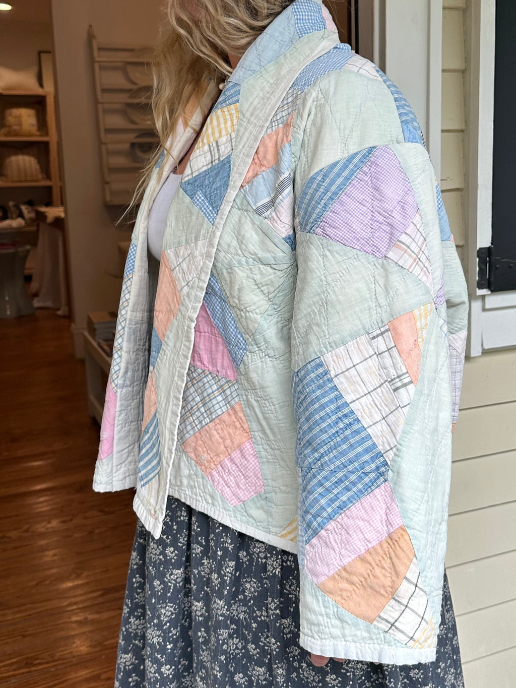 Teal Feedsack Quilt Jacket