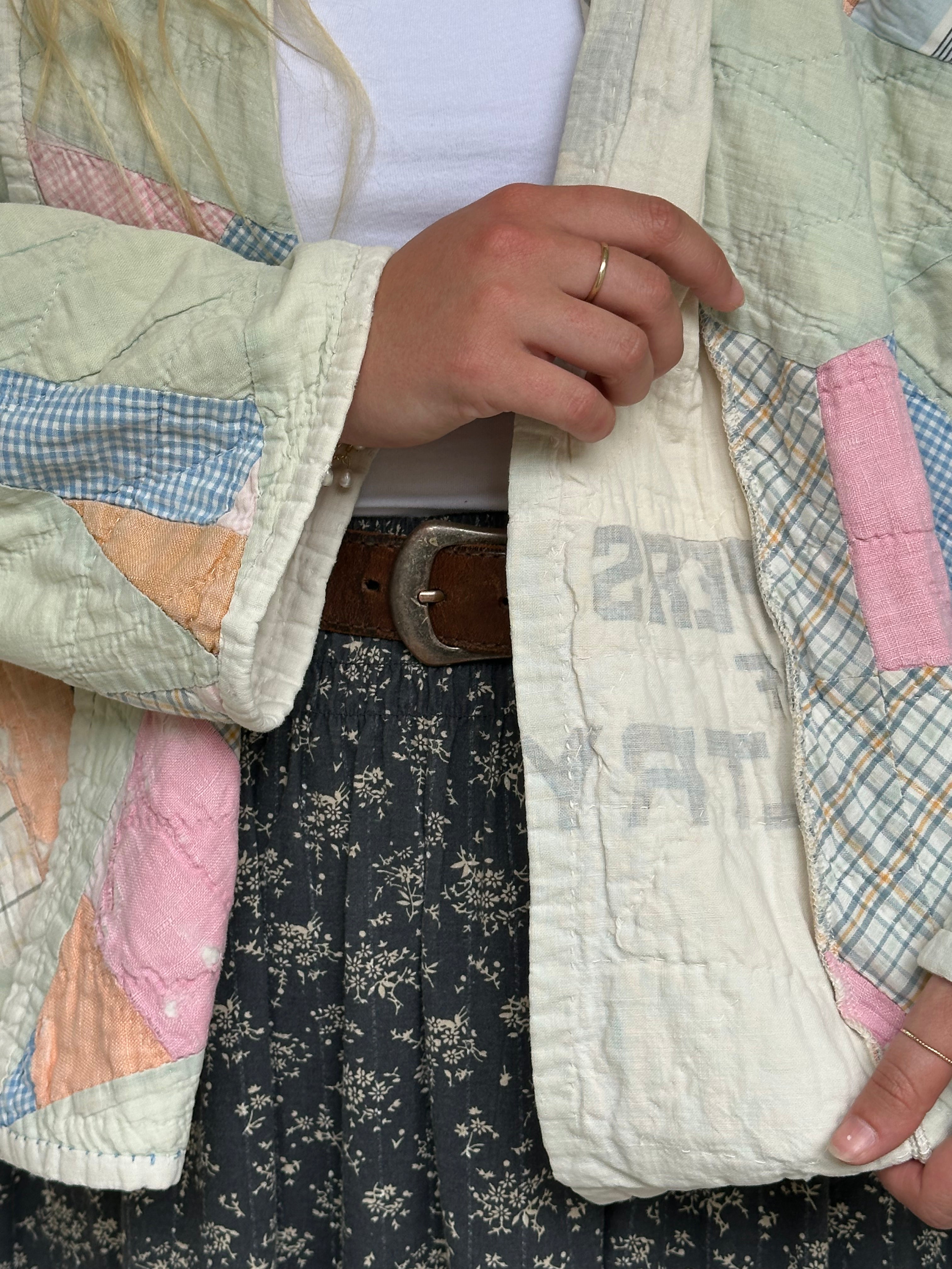Teal Feedsack Quilt Jacket