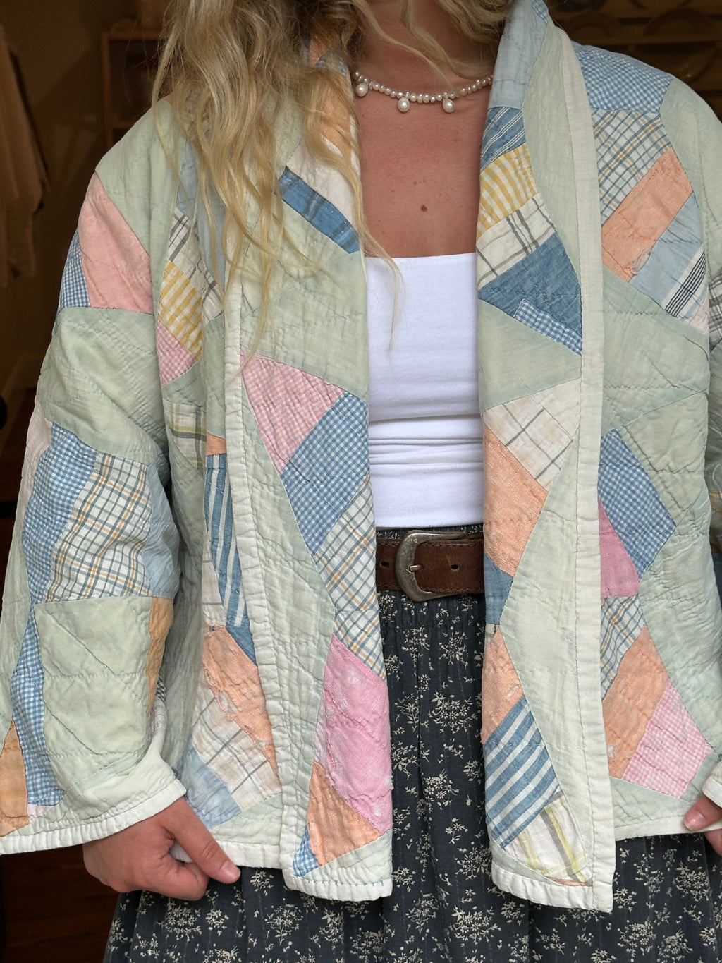 Teal Feedsack Quilt Jacket