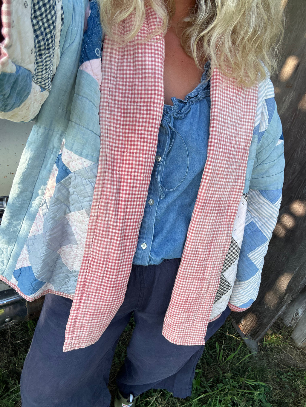 Blue & Red Gingham Chimney Sweep Quilt Jacket