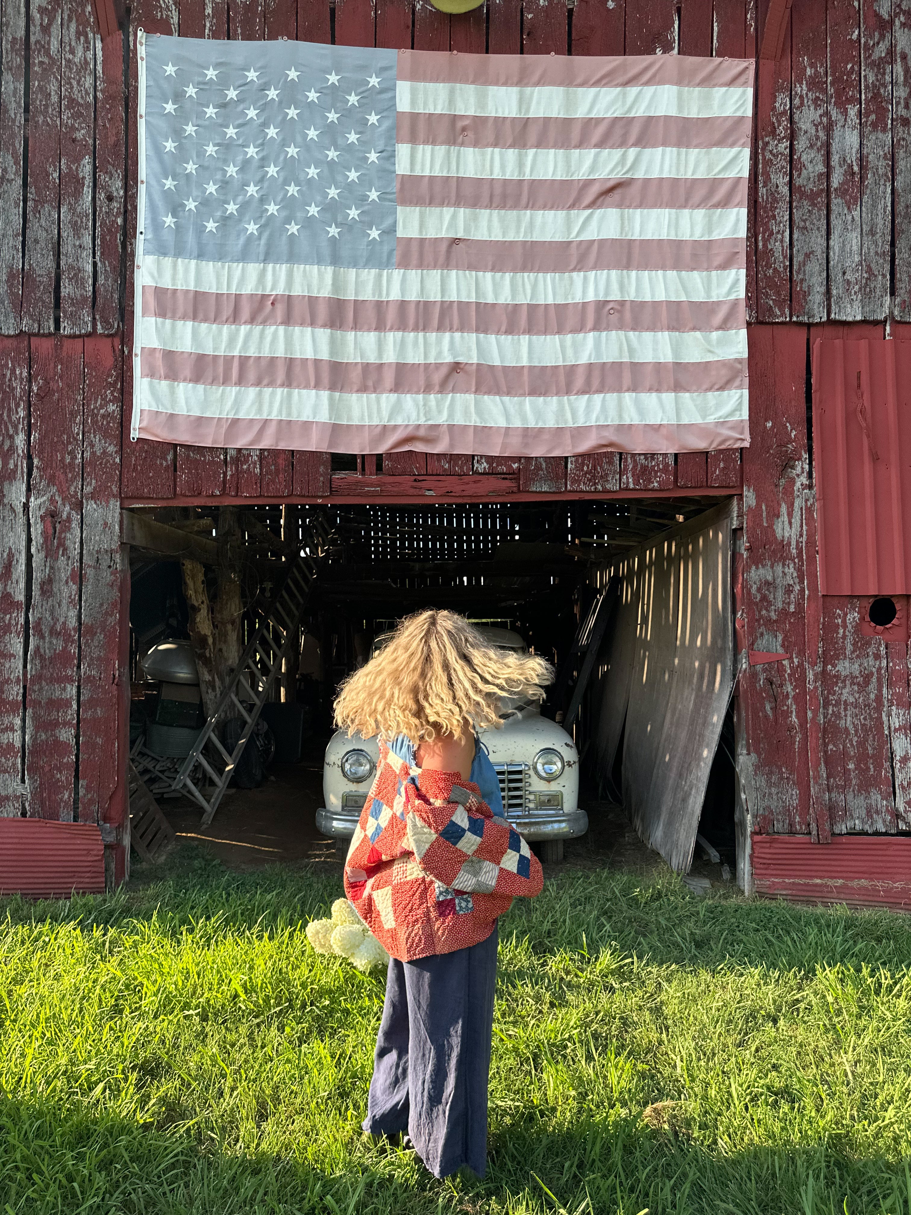 Red Four Square Quilt Jacket