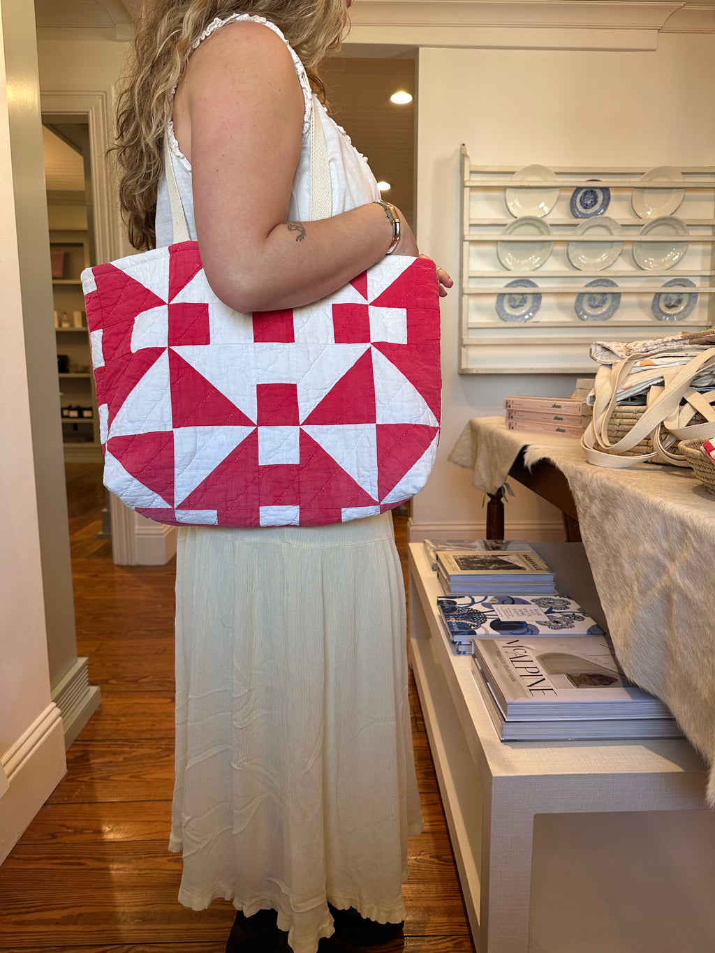 Red Churn Dash Tote Bag & Pouch Set