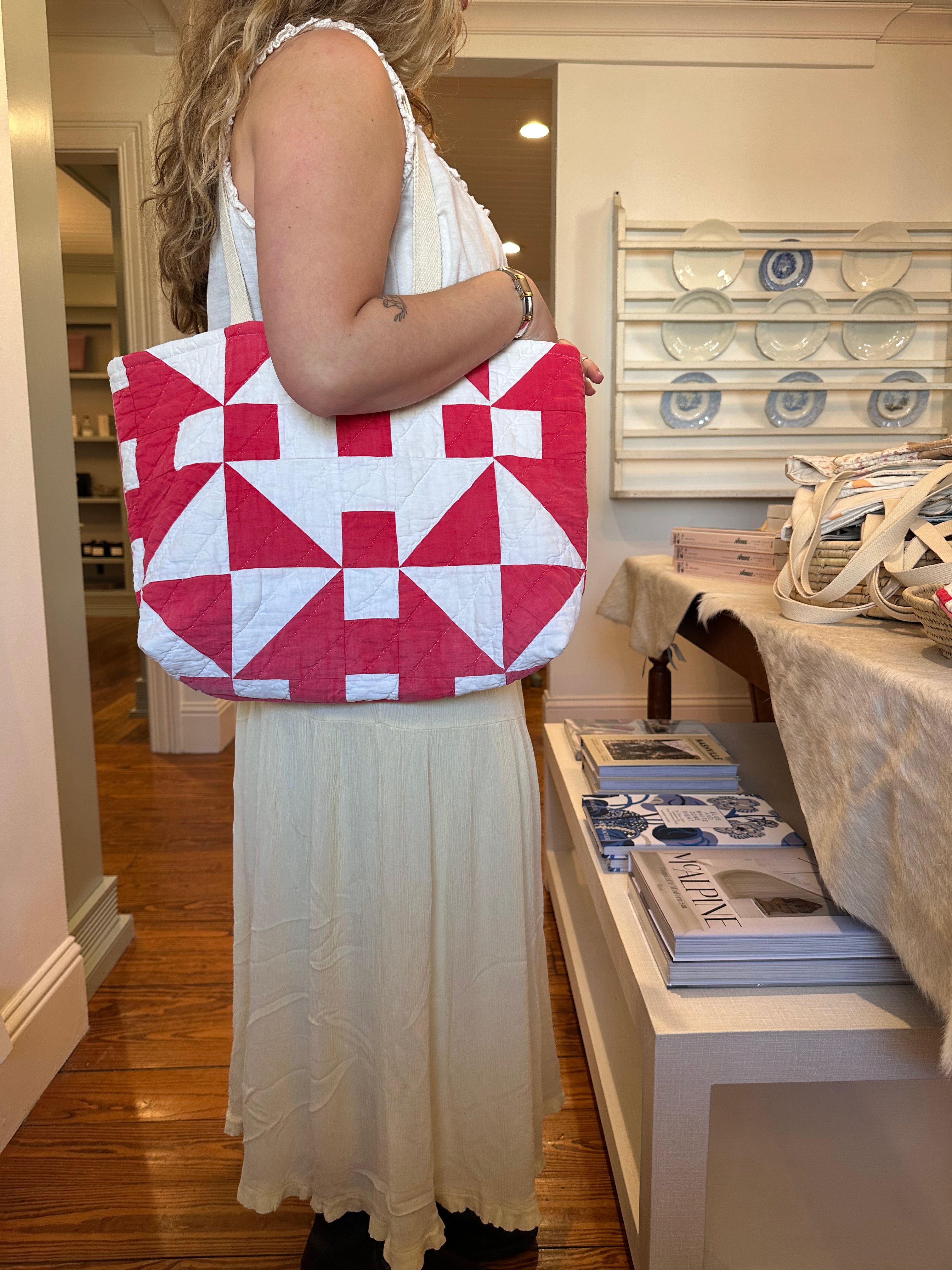 Red Churn Dash Tote Bag & Pouch Set