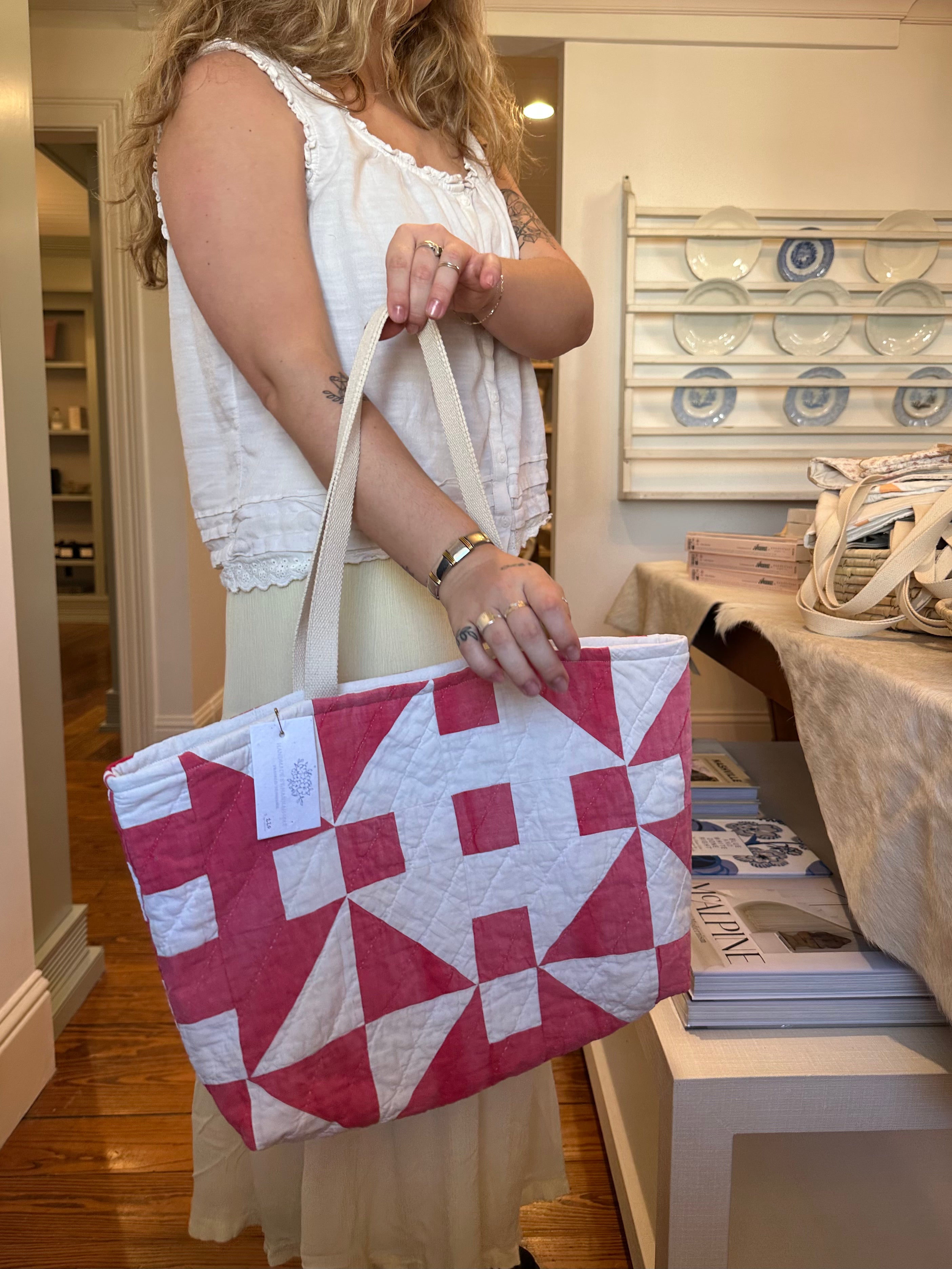Red Churn Dash Tote Bag & Pouch Set