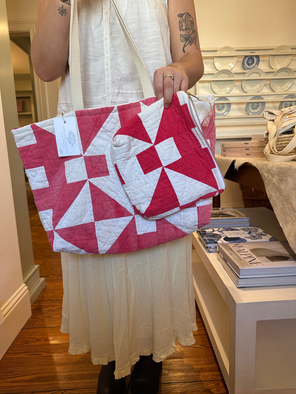 Red Churn Dash Tote Bag & Pouch Set