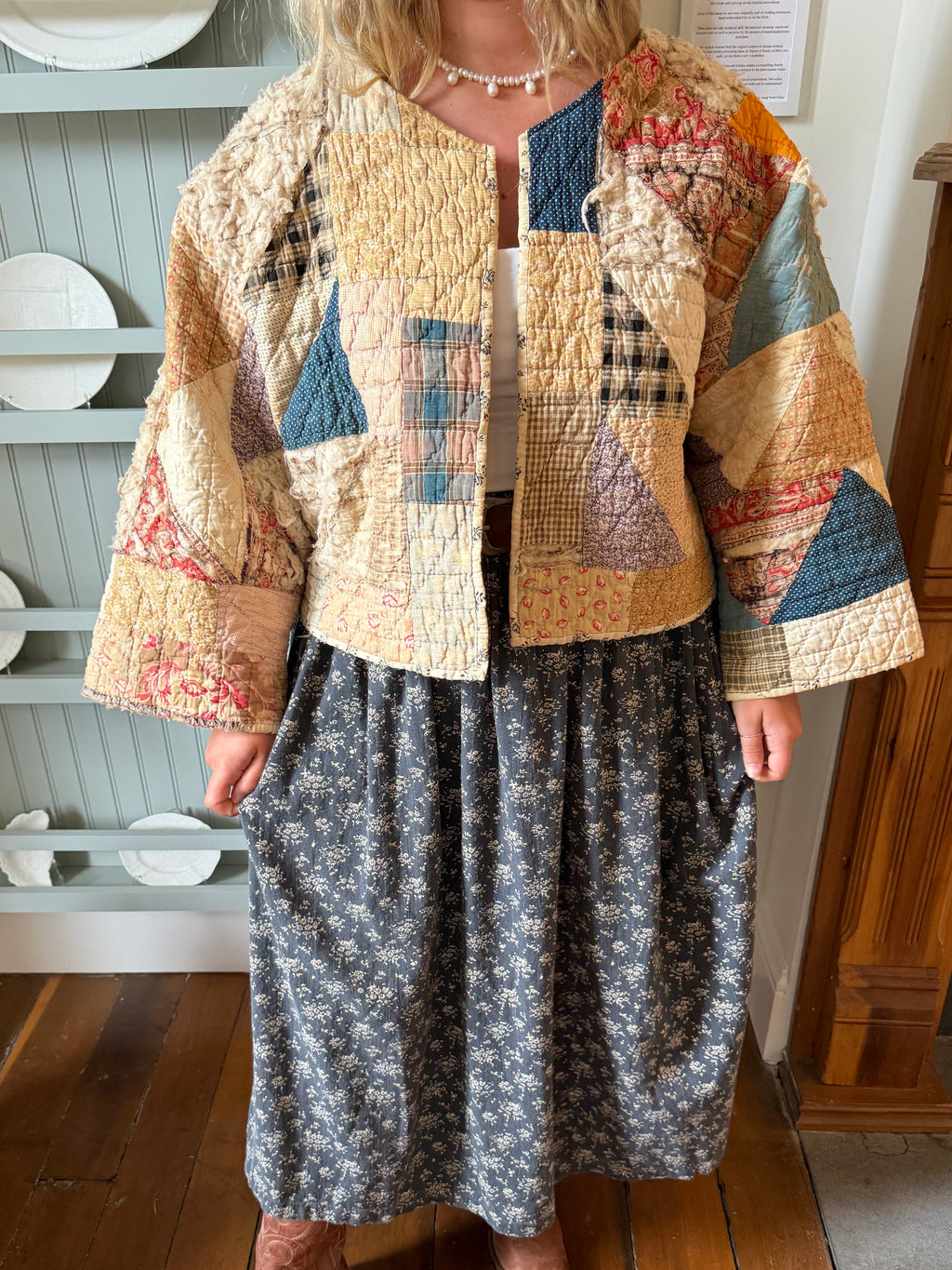 Brown Floral Patchwork Quilt Jacket
