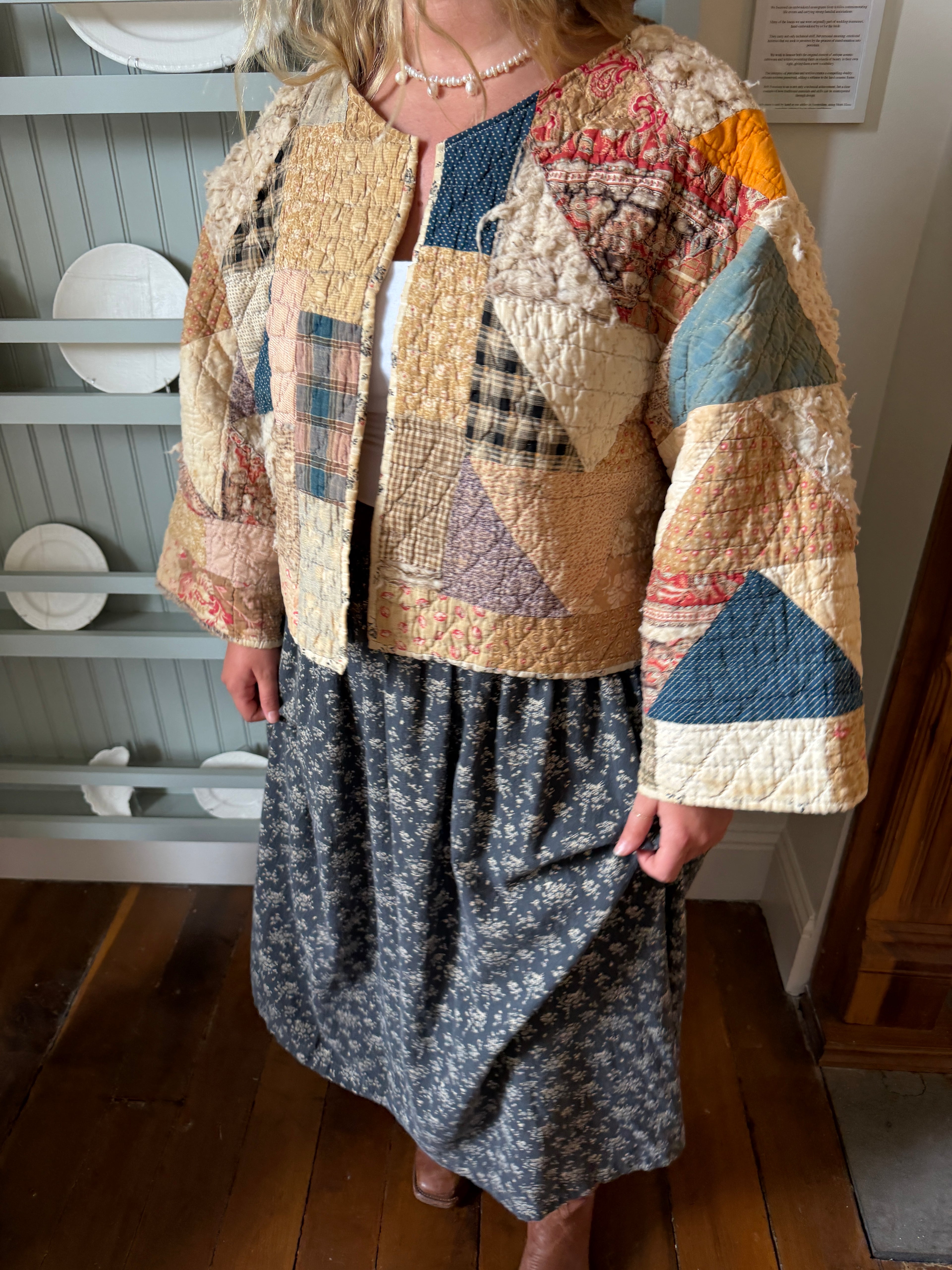 Brown Floral Patchwork Quilt Jacket