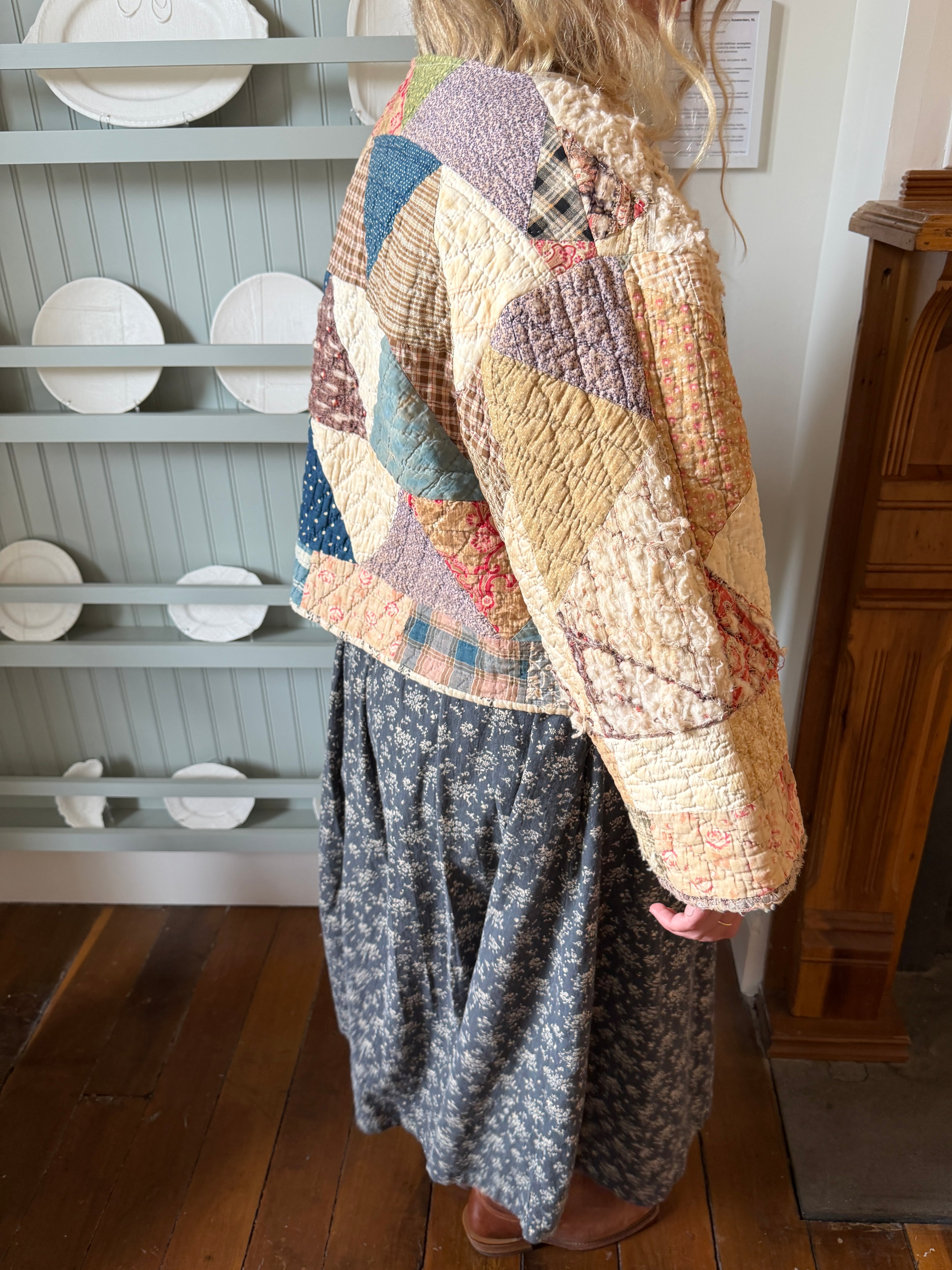 Brown Floral Patchwork Quilt Jacket