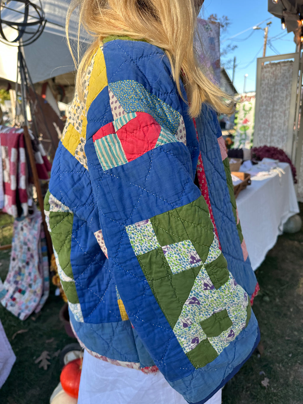 Blue Lapel Quilt Jacket