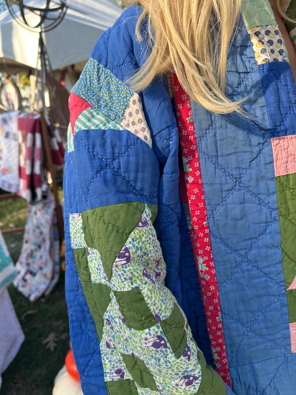 Blue Lapel Quilt Jacket