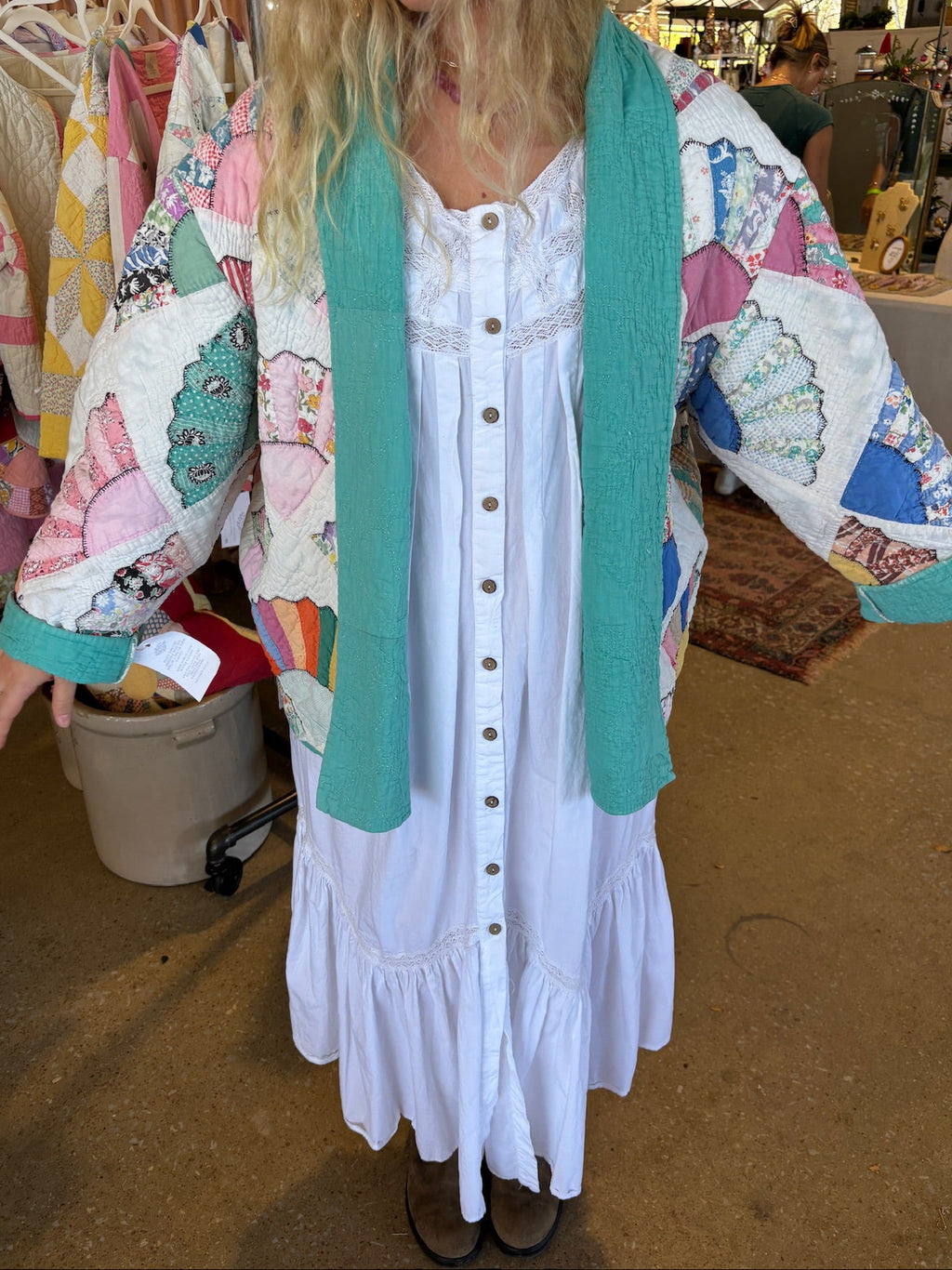Teal Fan Quilt Jacket