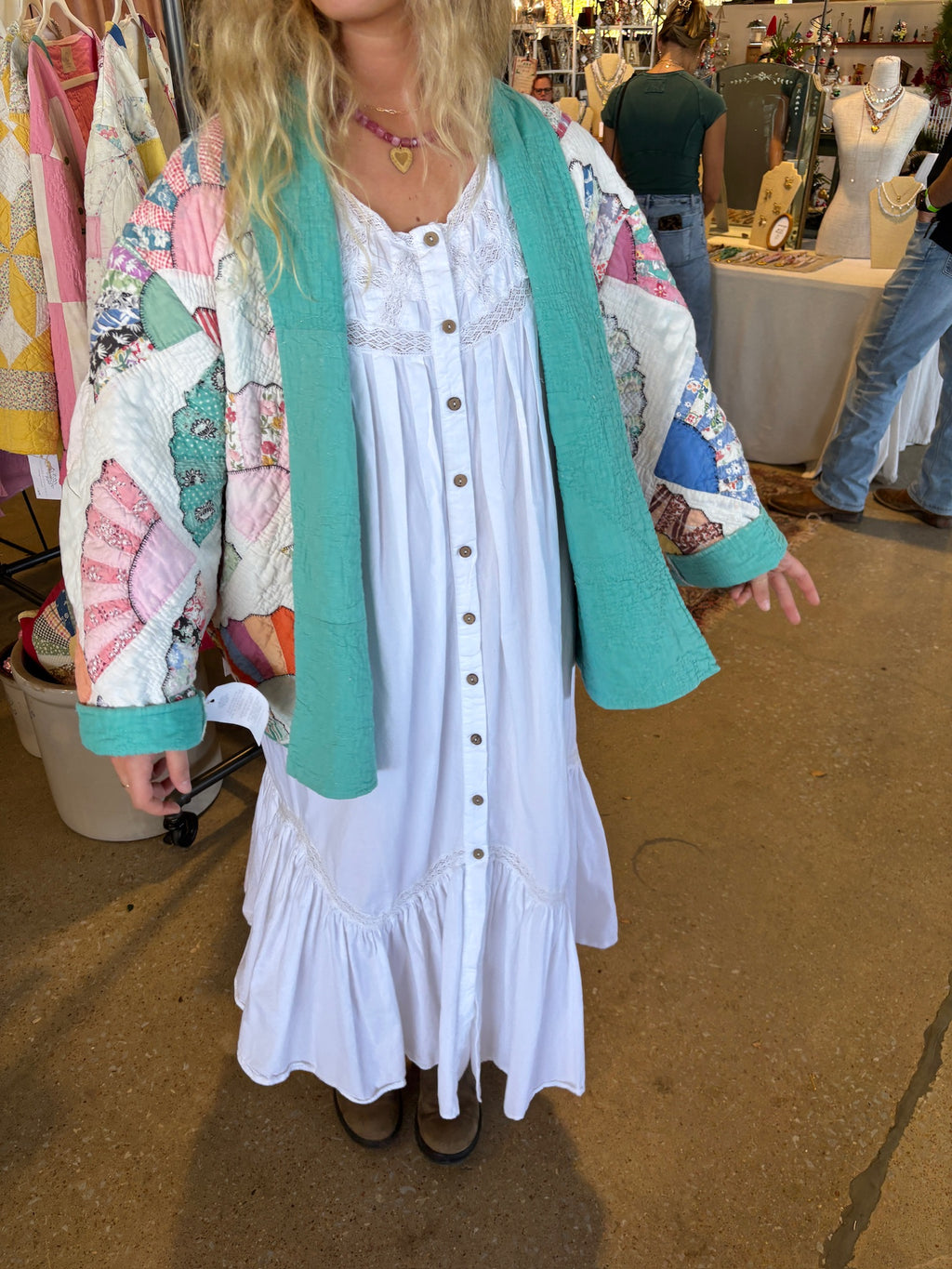 Teal Fan Quilt Jacket