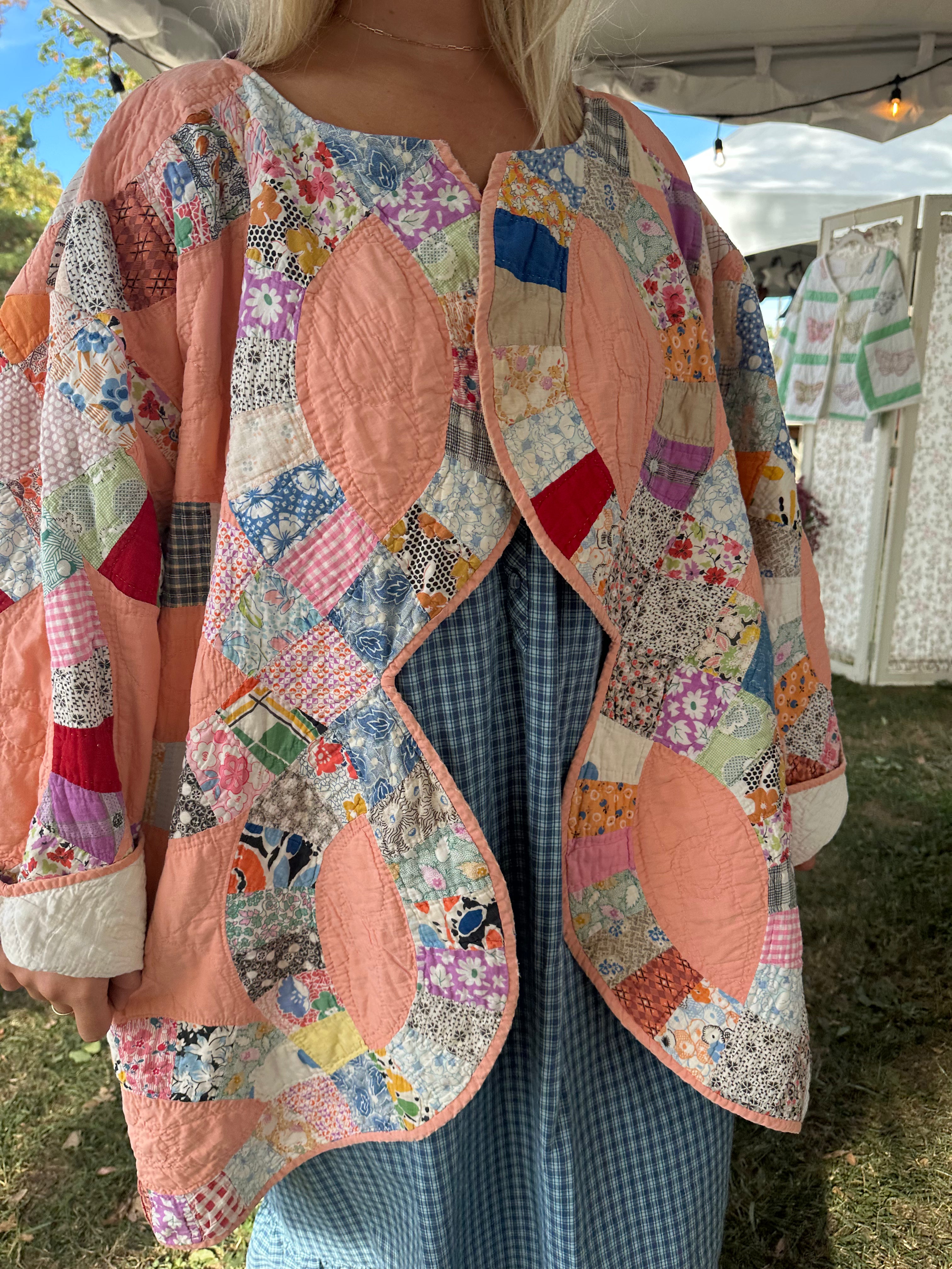 Orange Wedding Ring Quilt Jacket