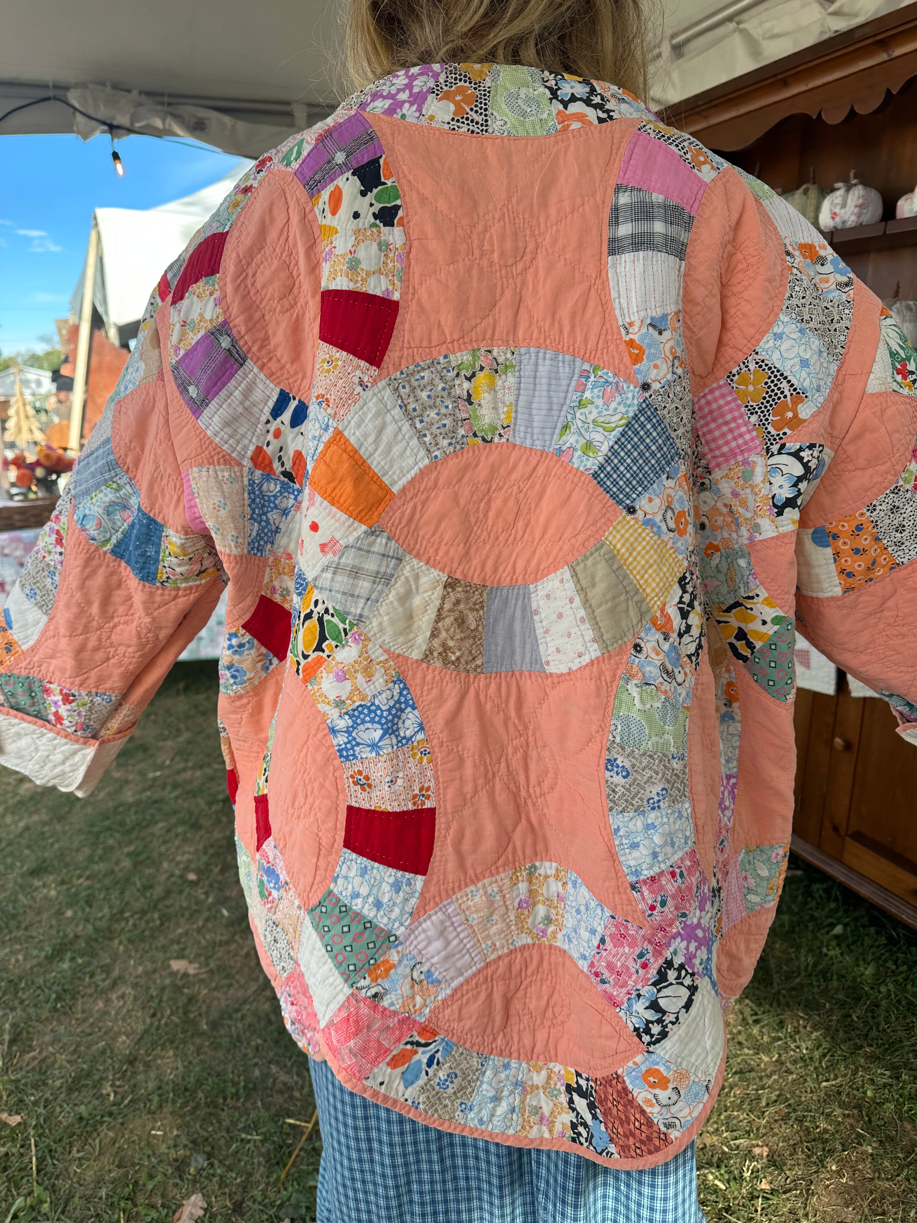 Orange Wedding Ring Quilt Jacket