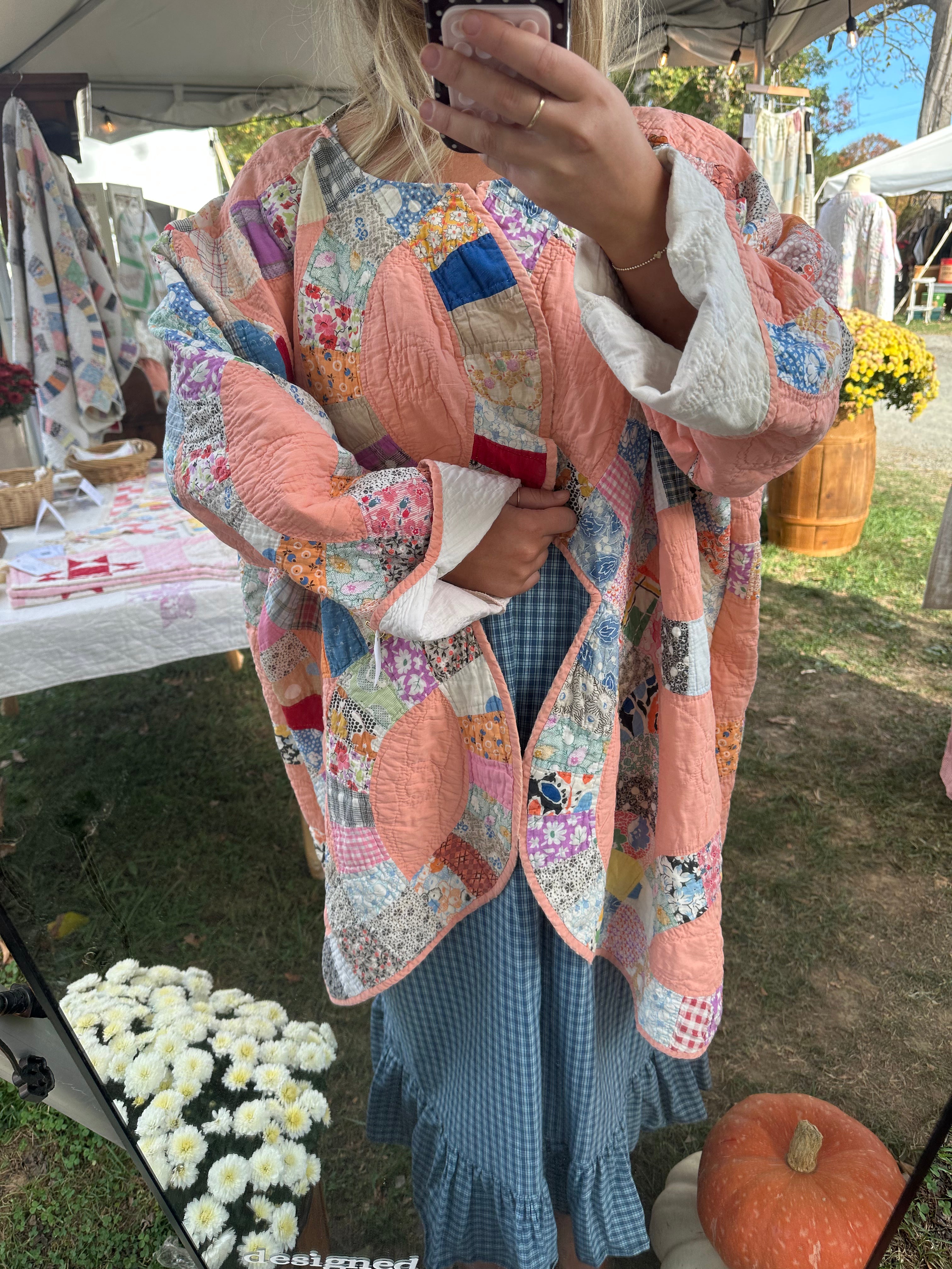 Orange Wedding Ring Quilt Jacket