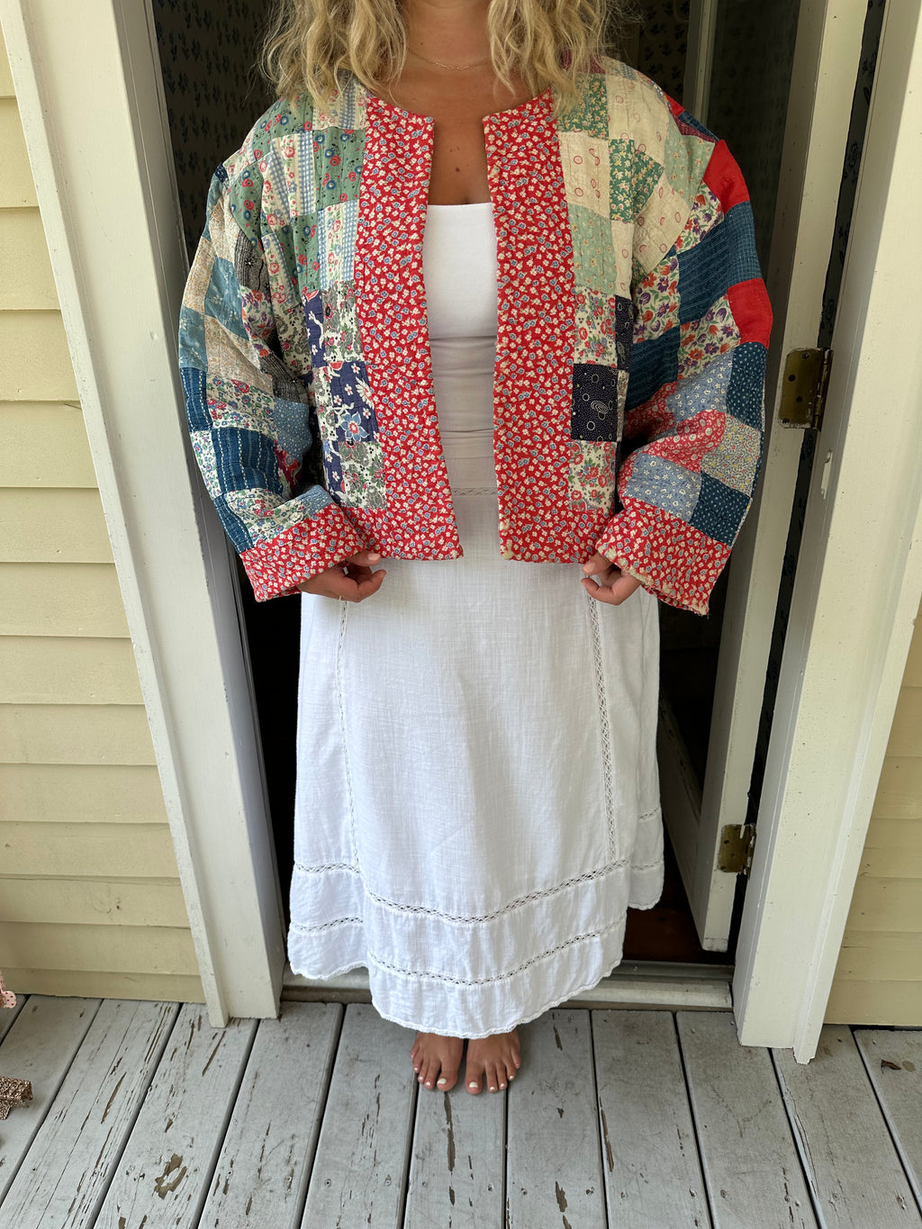 Floral Americana Nine Patch Quilt Jacket
