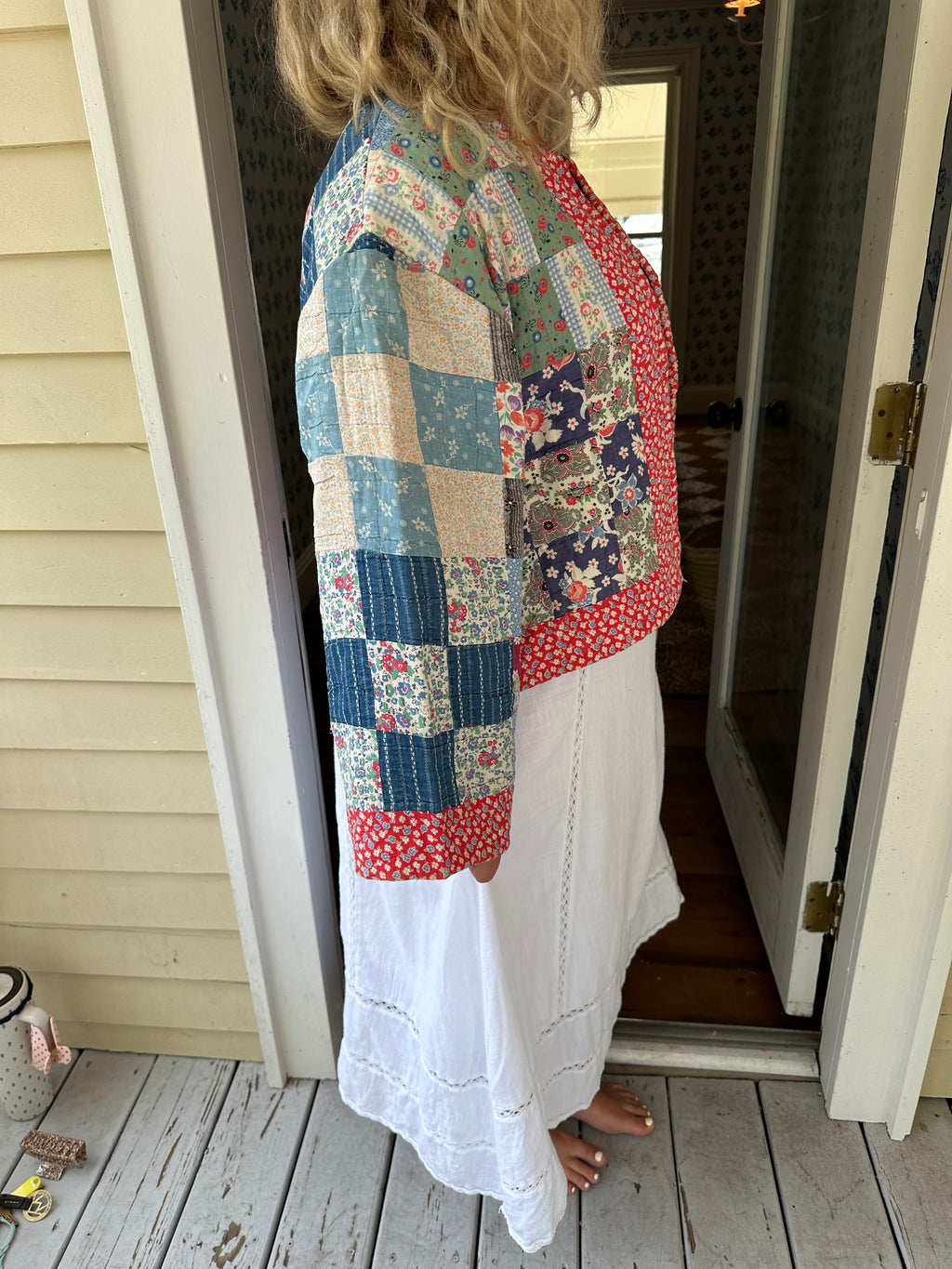Floral Americana Nine Patch Quilt Jacket