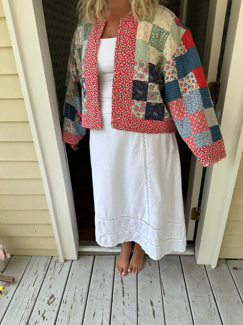 Floral Americana Nine Patch Quilt Jacket