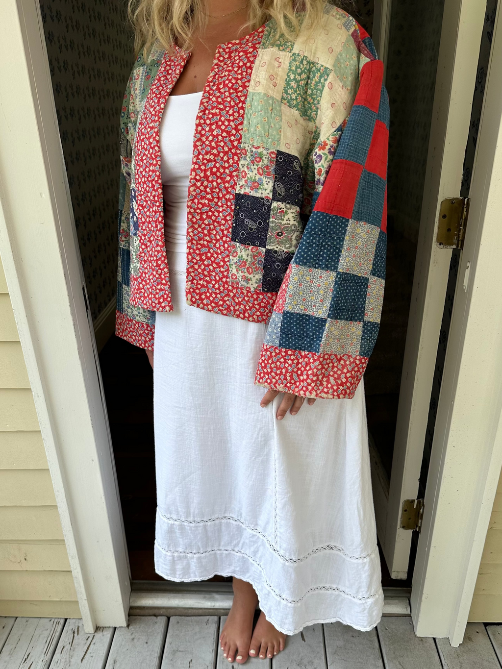 Floral Americana Nine Patch Quilt Jacket