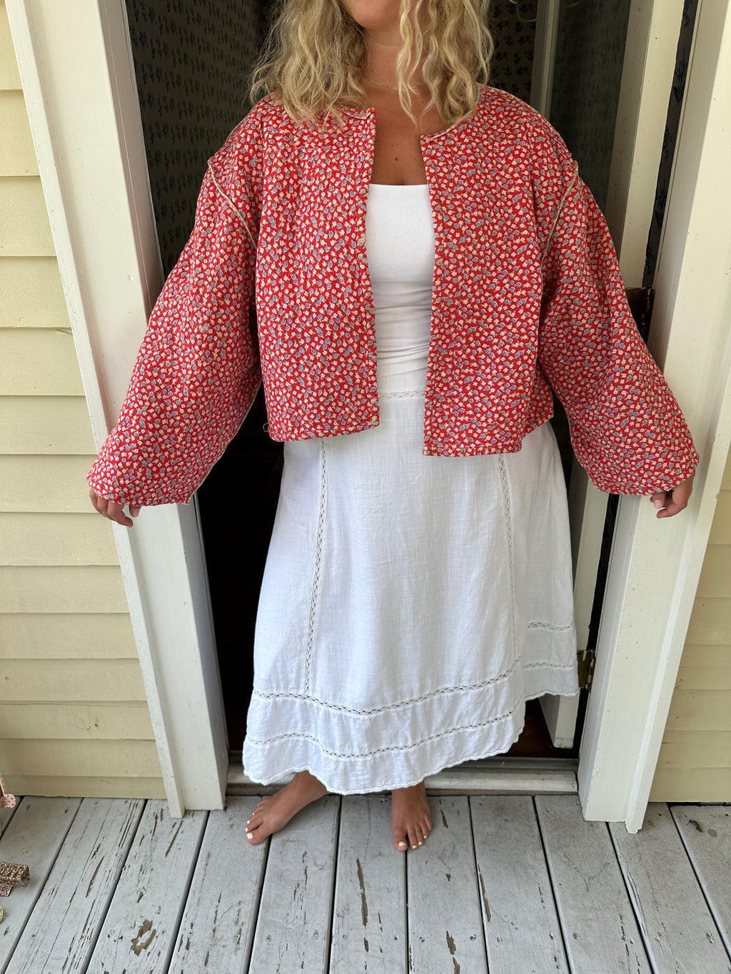 Floral Americana Nine Patch Quilt Jacket