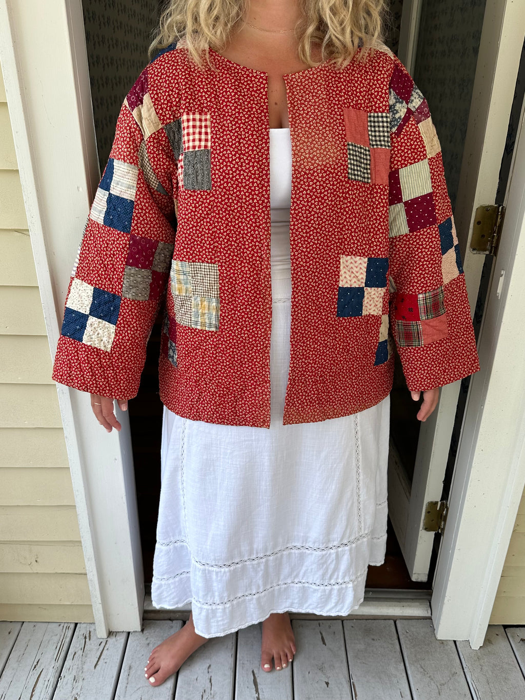 Red Four Square Quilt Jacket