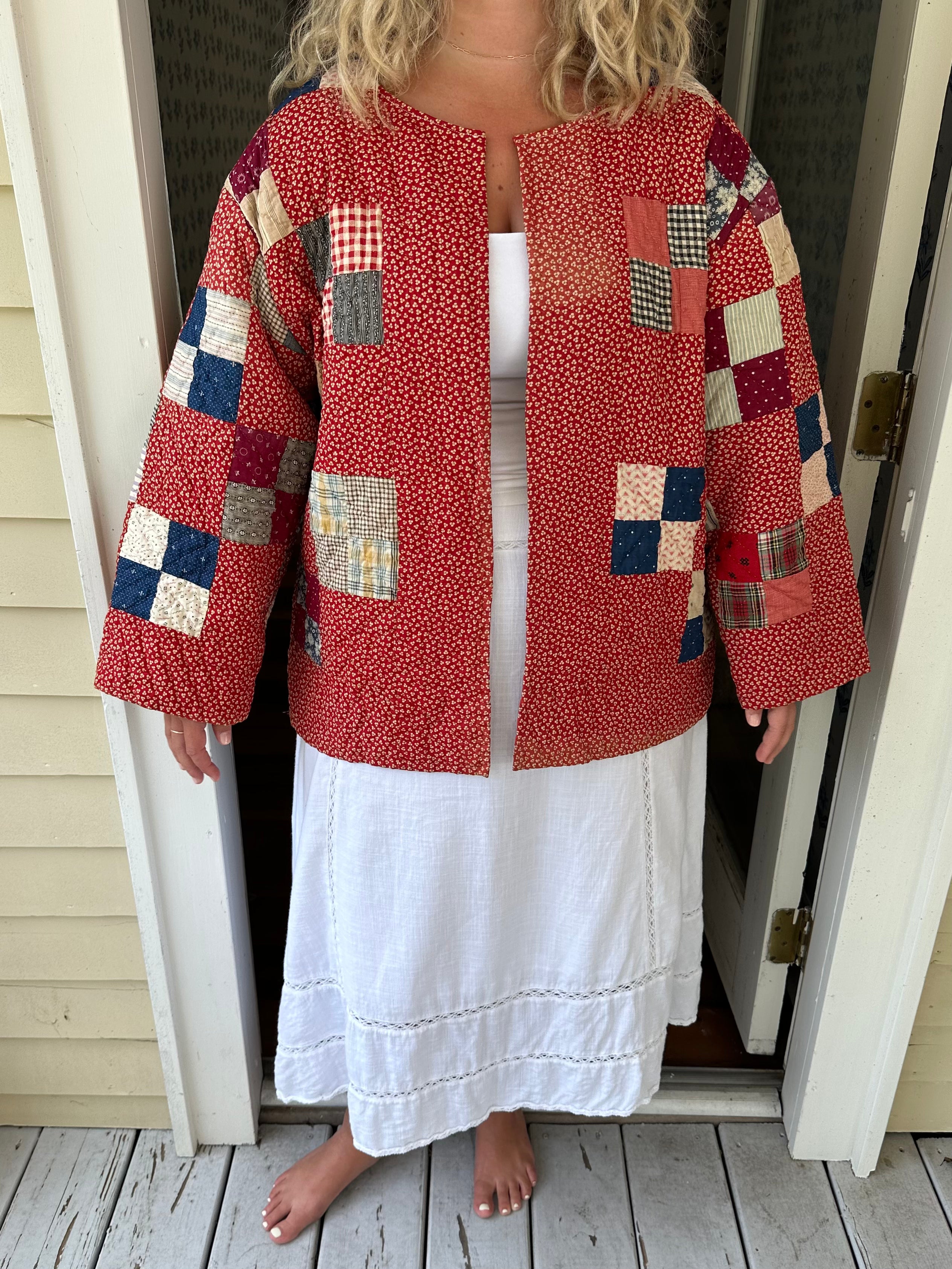 Red Four Square Quilt Jacket
