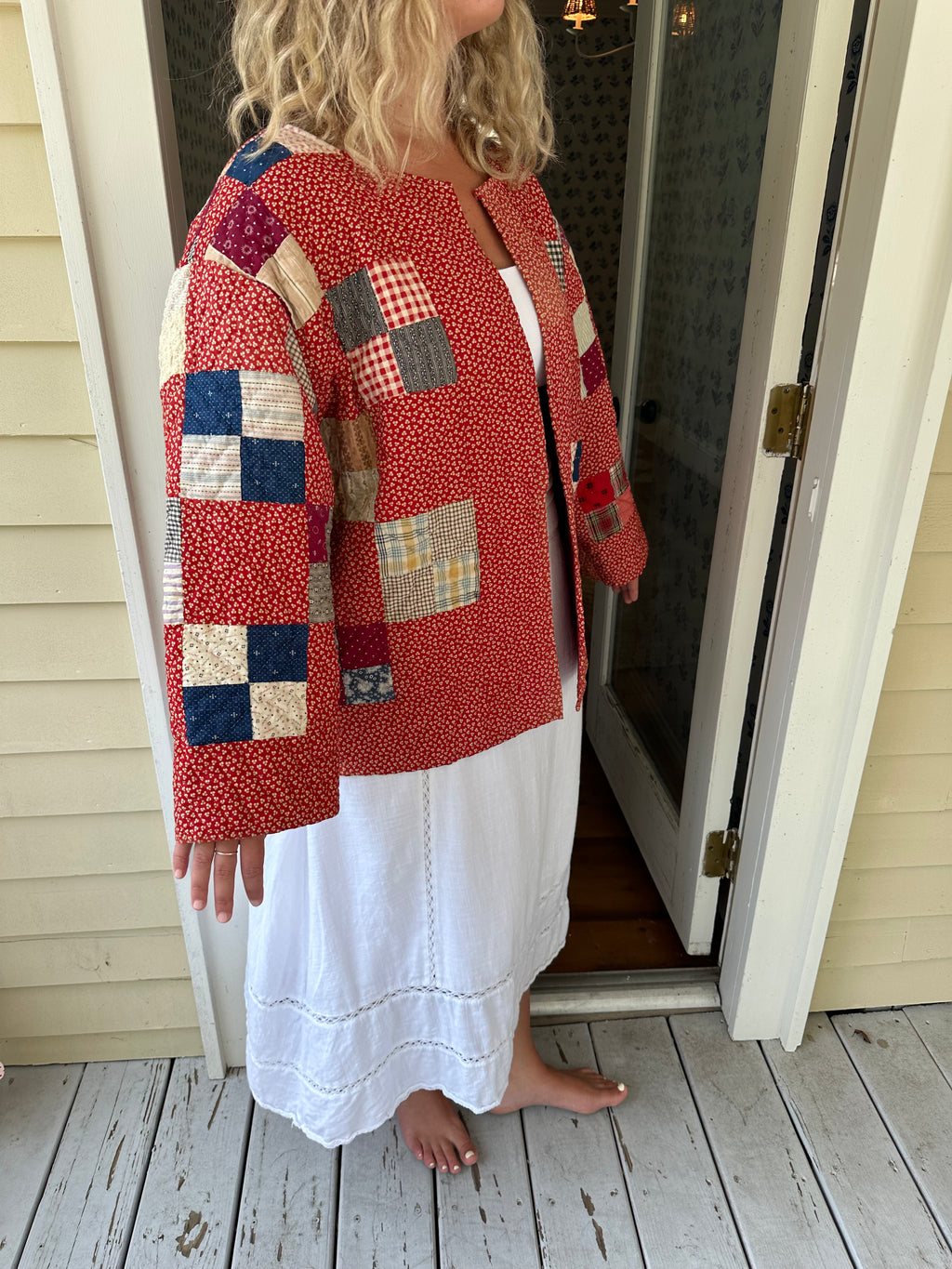 Red Four Square Quilt Jacket