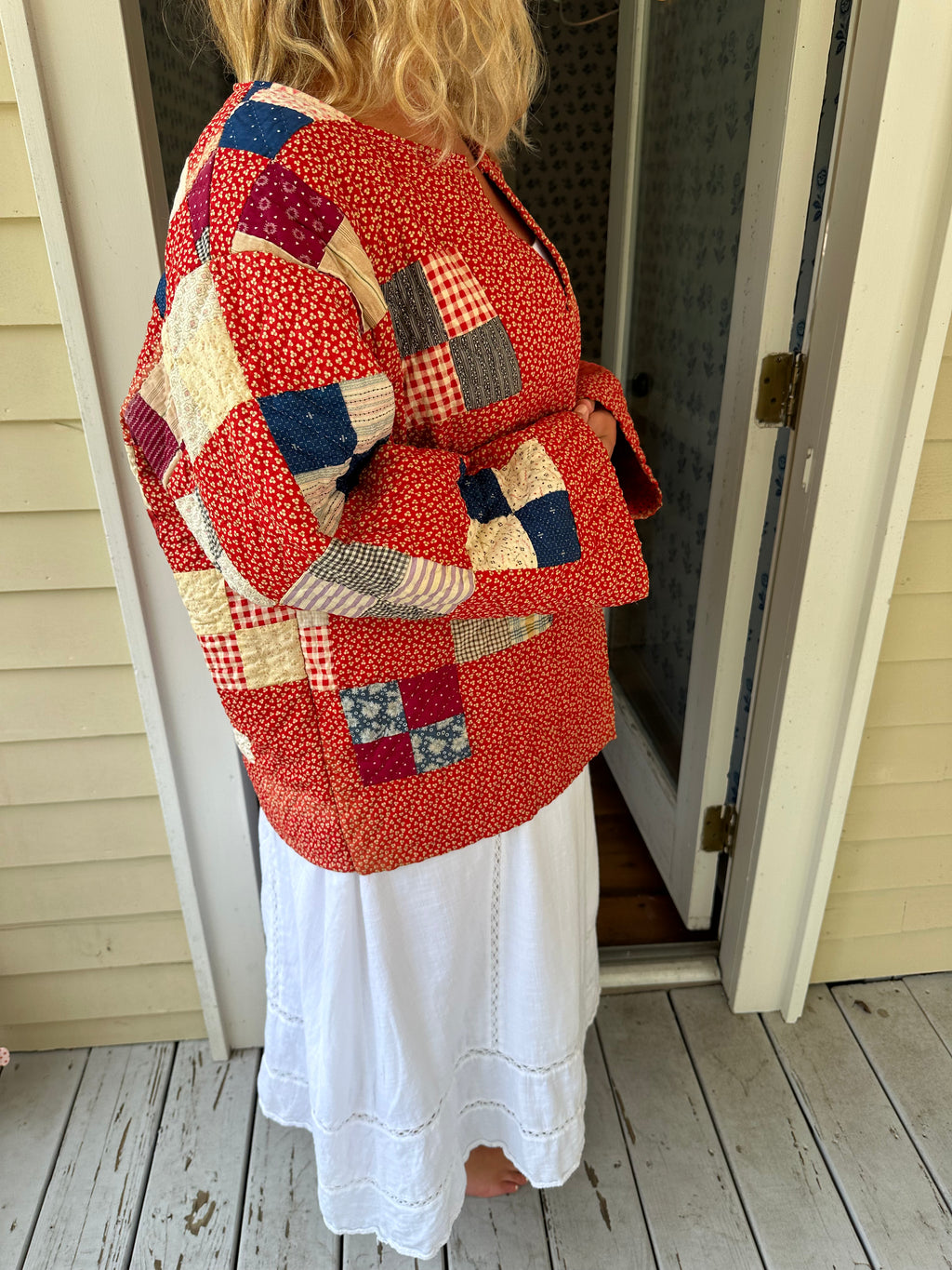 Red Four Square Quilt Jacket