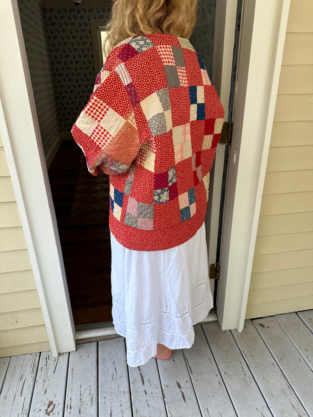 Red Four Square Quilt Jacket